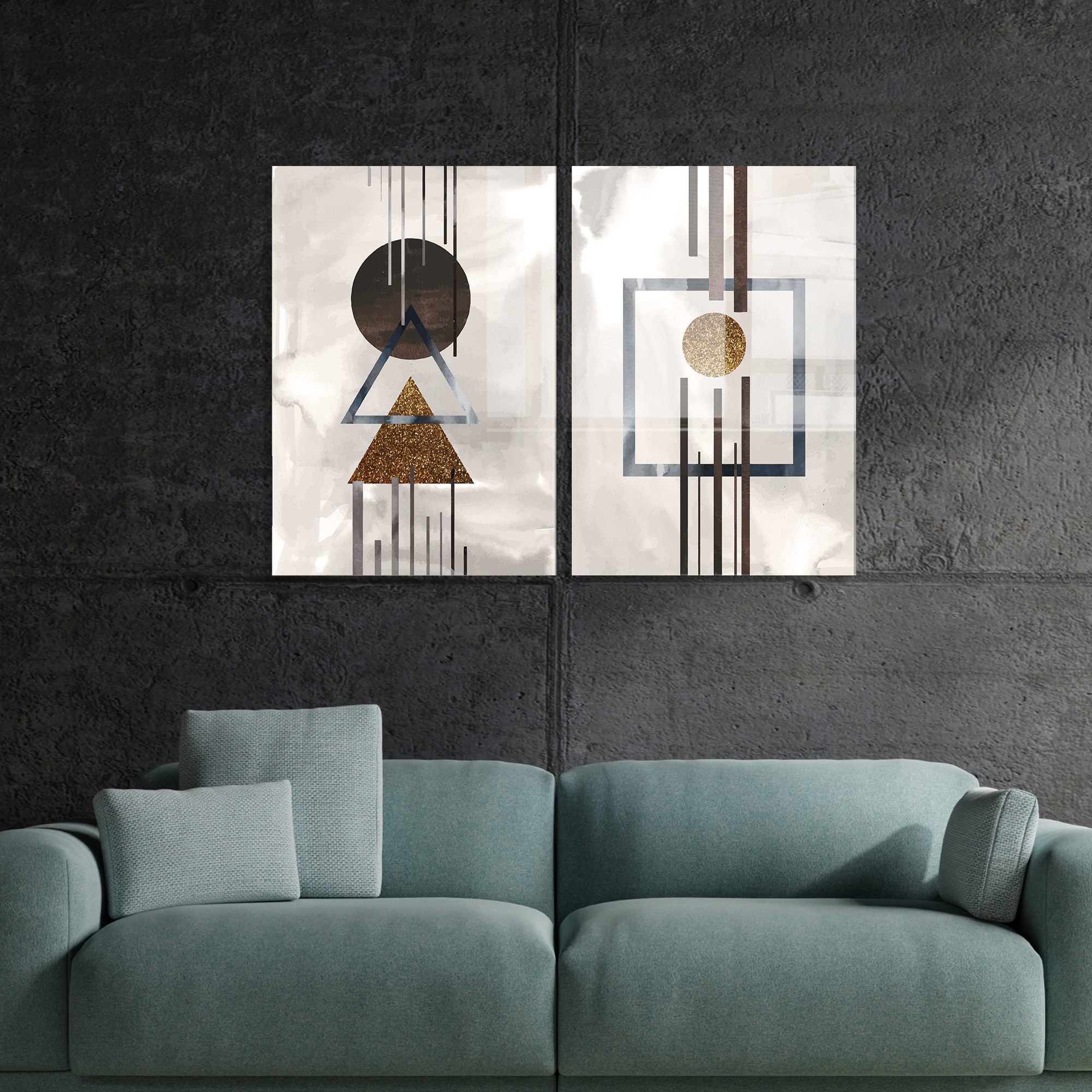 Conjunto de 2 Quadros Decorativos em Vidro Temperado Multicolor 70x100cm - Arte Moderna para Decoração de Interiores