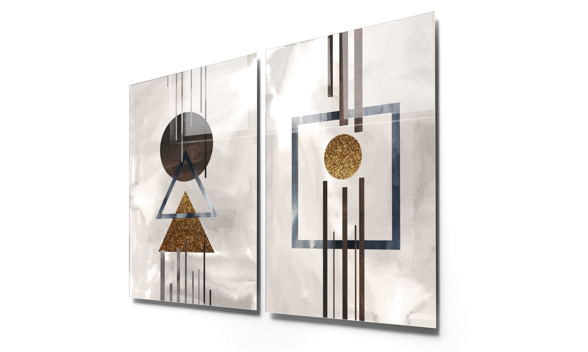 Conjunto de 2 Quadros Decorativos em Vidro Temperado Multicolor 70x100cm - Arte Moderna para Decoração de Interiores