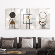 Conjunto de 3 Quadros Decorativos em Vidro Temperado Multicolor - 50x70cm - Arte Moderna para Decoração de Interiores