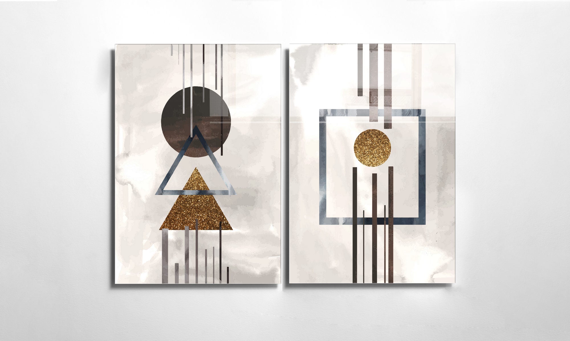 Conjunto de 2 Quadros Decorativos em Vidro Temperado Multicolor 45x65cm - Arte Moderna para Decoração de Interiores