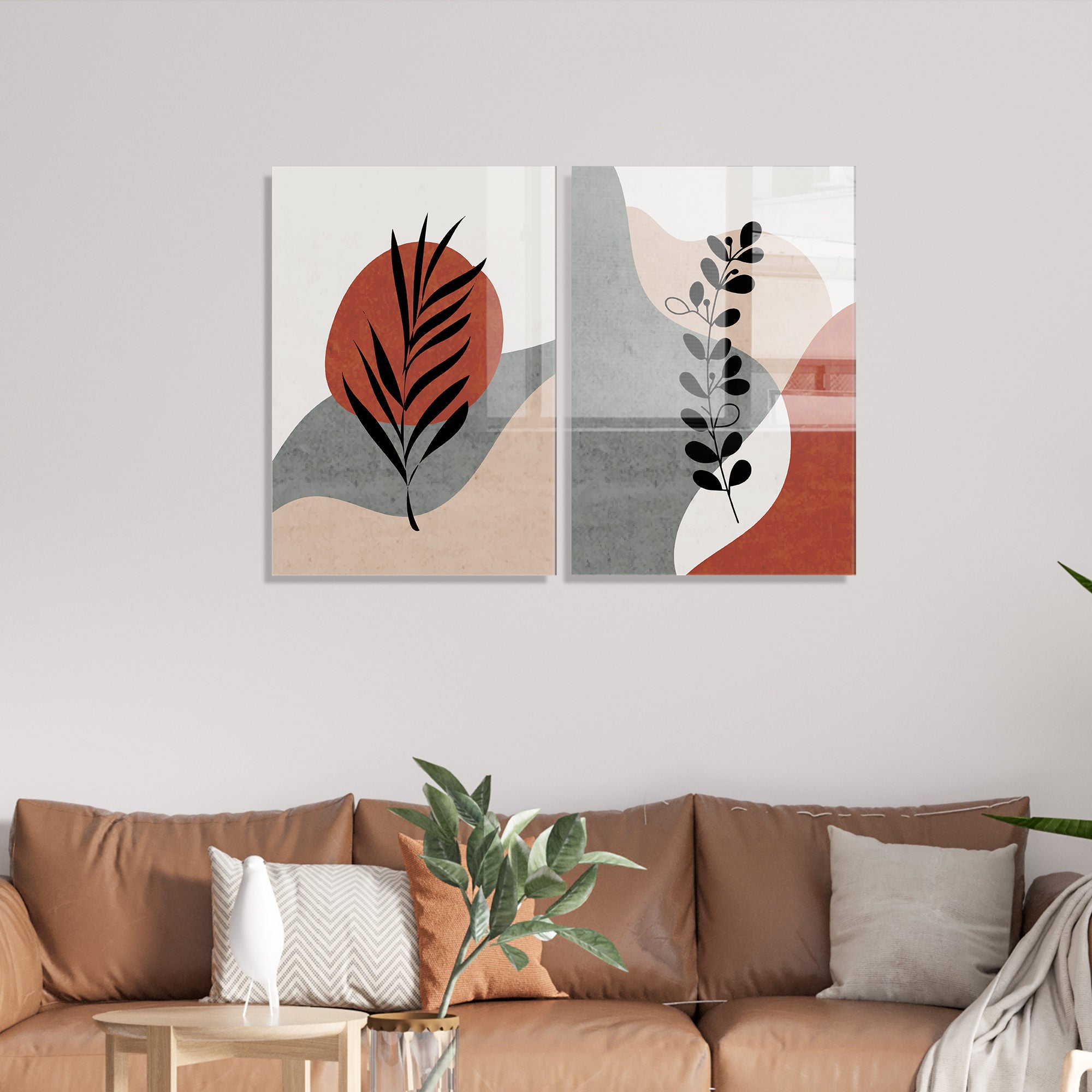 Conjunto de 2 Quadros Decorativos em Vidro Temperado Multicolor 70x100cm - Arte Moderna para Decoração de Interiores