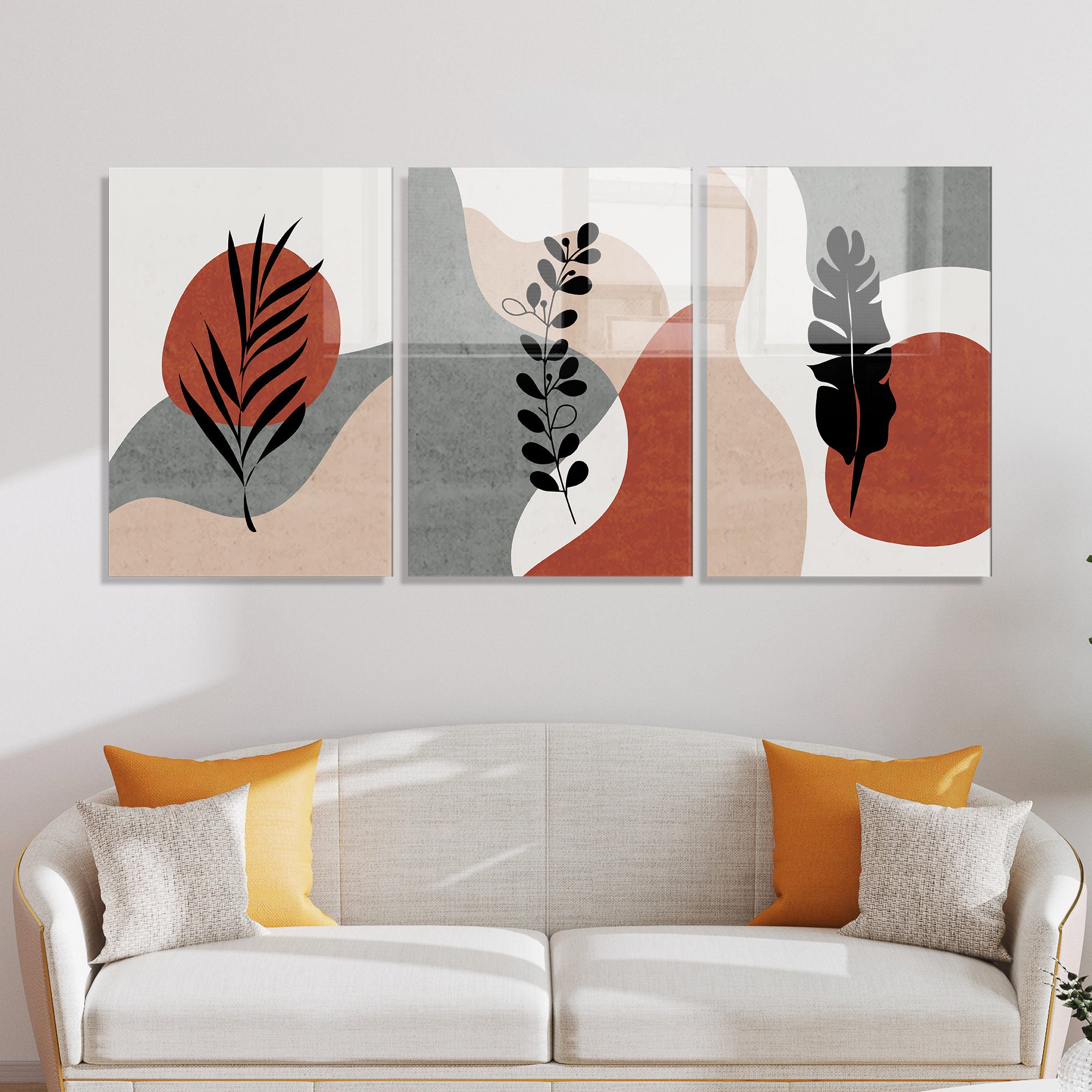 Conjunto de 3 Quadros Decorativos em Vidro Temperado Multicolor - 50x70cm - Arte Moderna para Decoração de Interiores