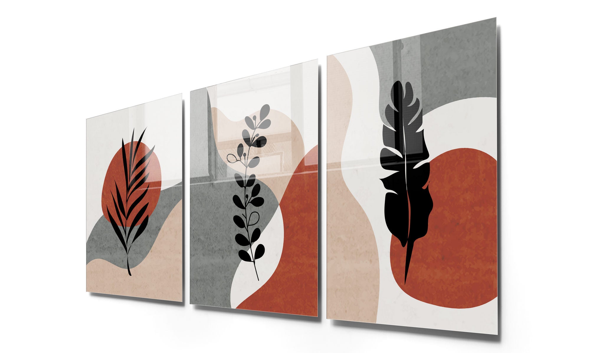 Conjunto de 3 Quadros Decorativos em Vidro Temperado Multicolor - 50x70cm - Arte Moderna para Decoração de Interiores