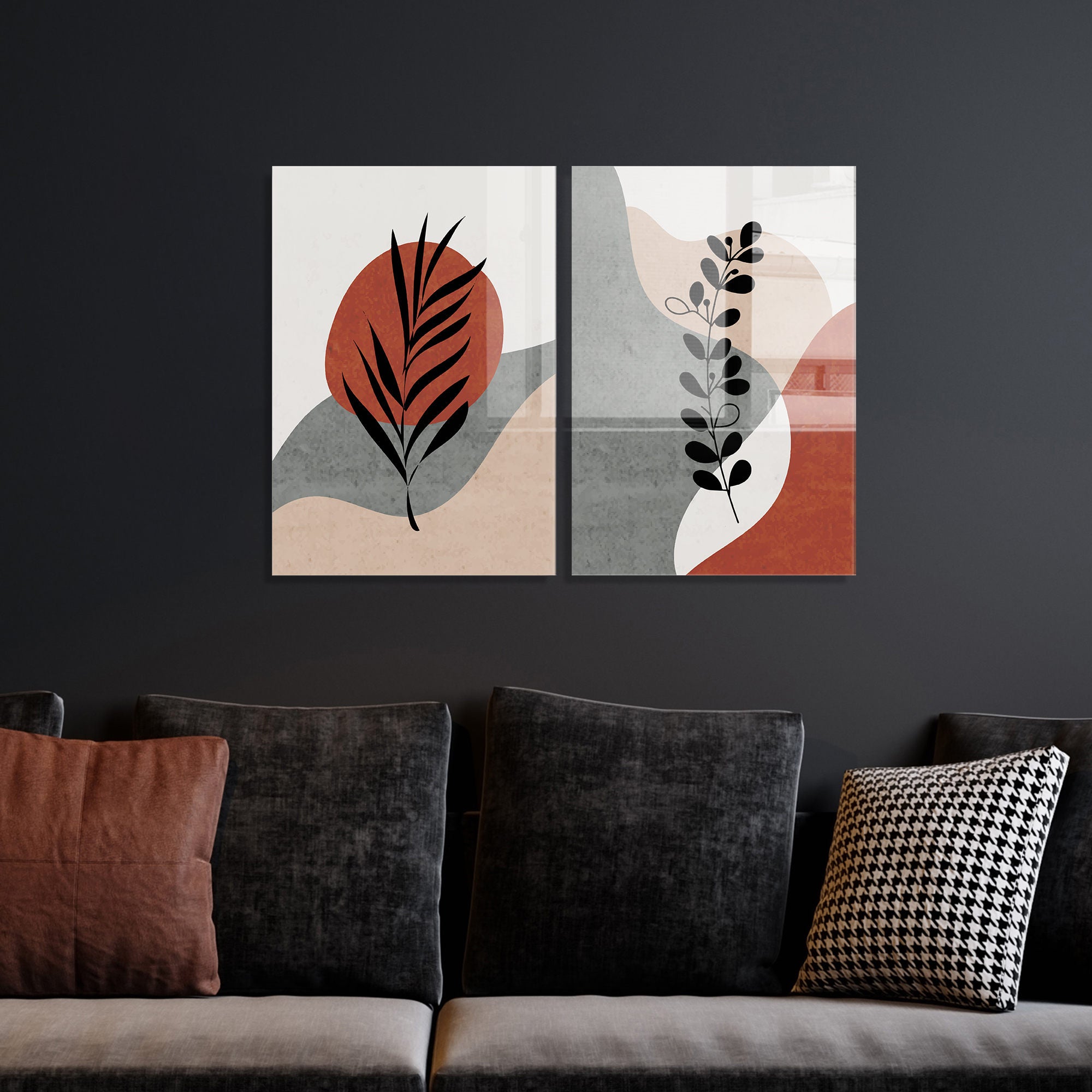 Conjunto de 2 Quadros Decorativos em Vidro Temperado Multicolor 45x65cm - Arte Moderna para Decoração de Interiores