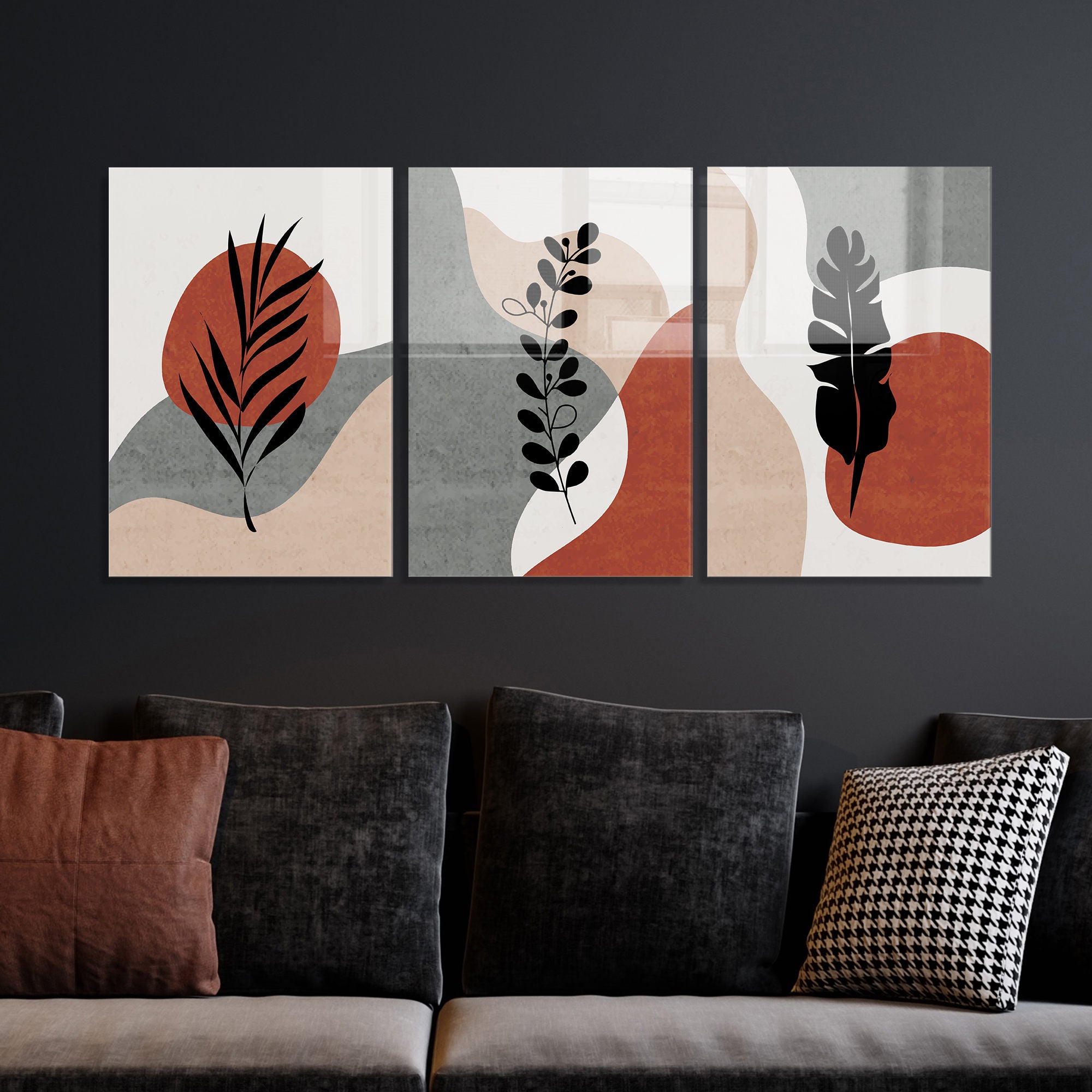 Conjunto de 3 Quadros Decorativos em Vidro Temperado Multicolor - 30x45cm - Arte Moderna para Decoração de Interiores