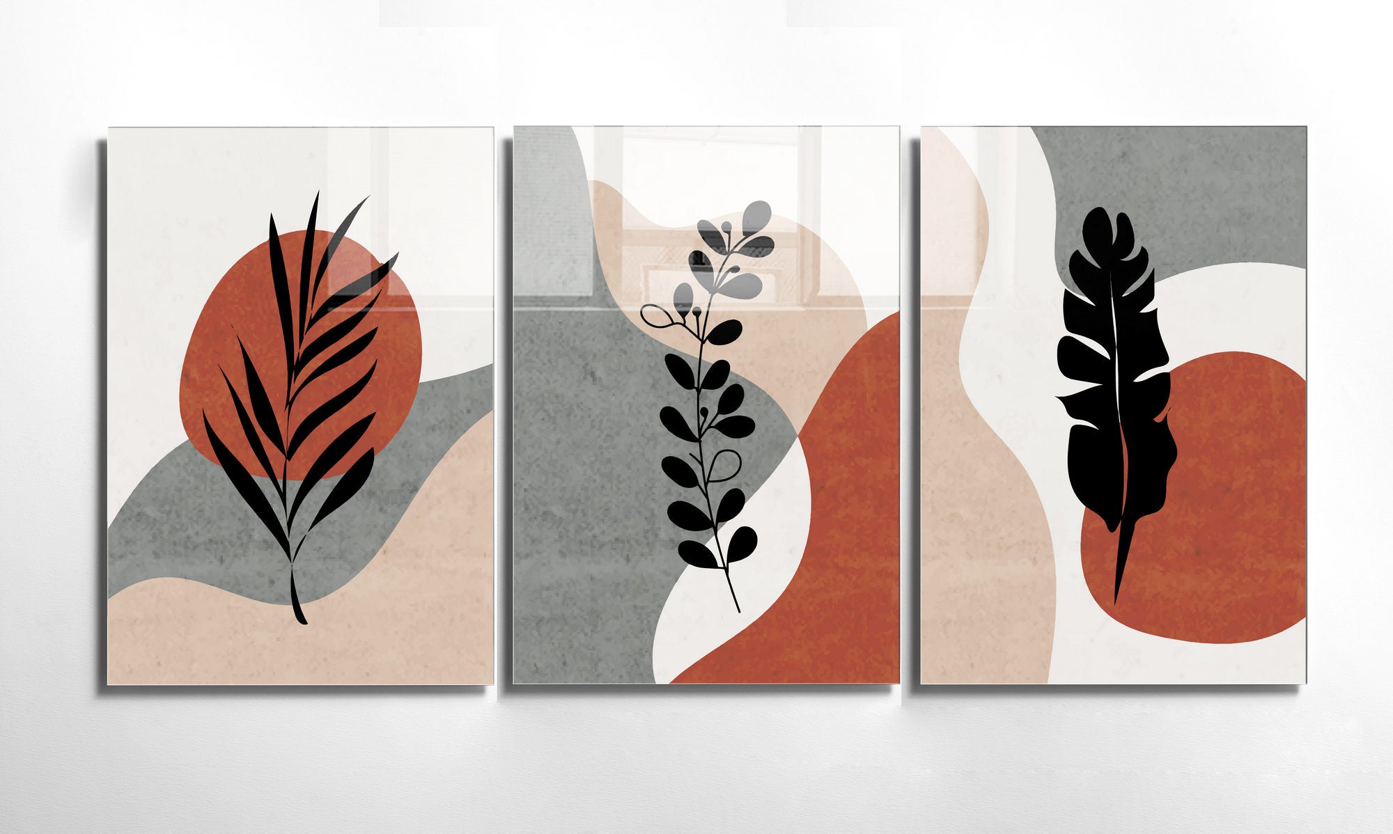 Conjunto de 3 Quadros Decorativos em Vidro Temperado Multicolor - 30x45cm - Arte Moderna para Decoração de Interiores