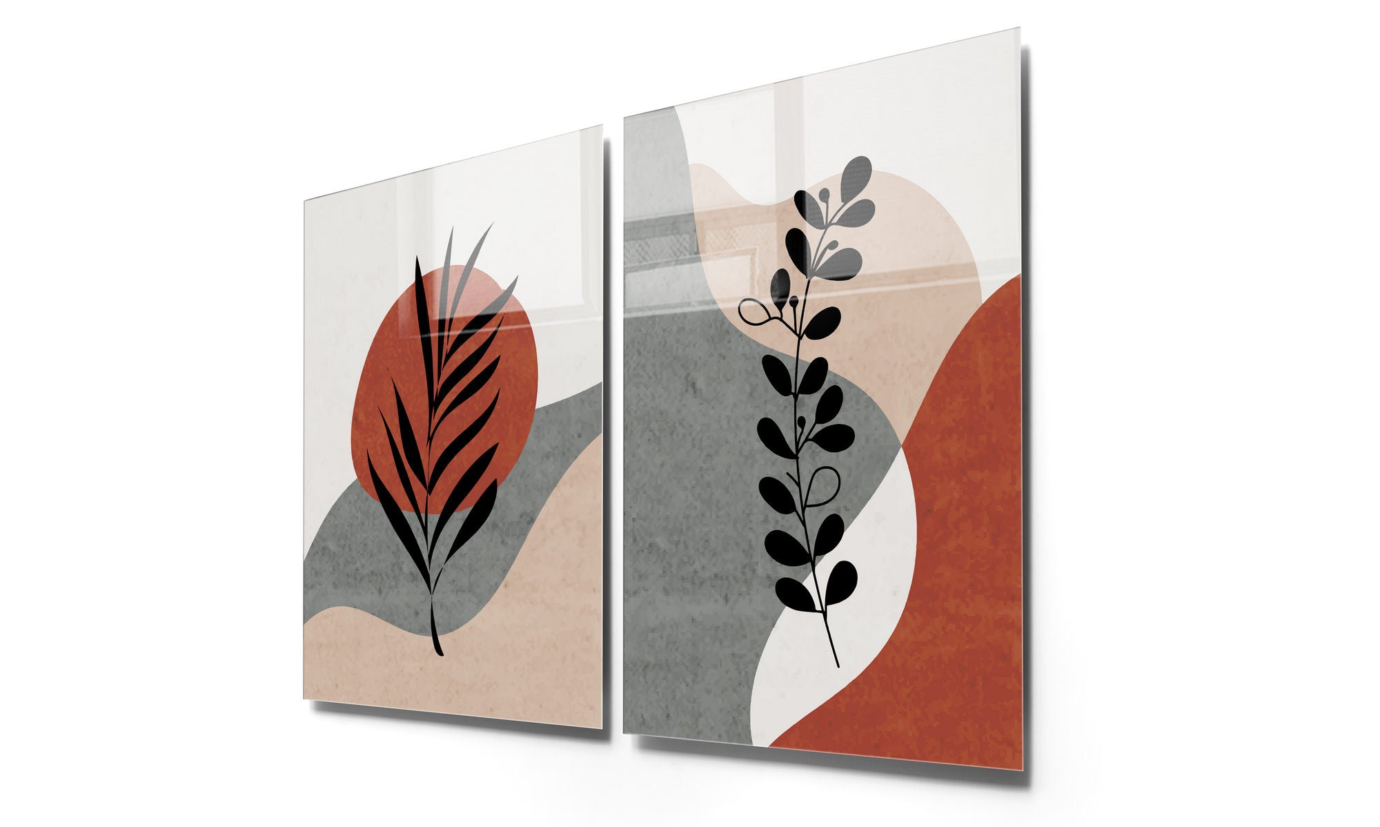 Conjunto de 2 Quadros Decorativos em Vidro Temperado Multicolor 30x45cm - Arte Moderna para Decoração de Interiores