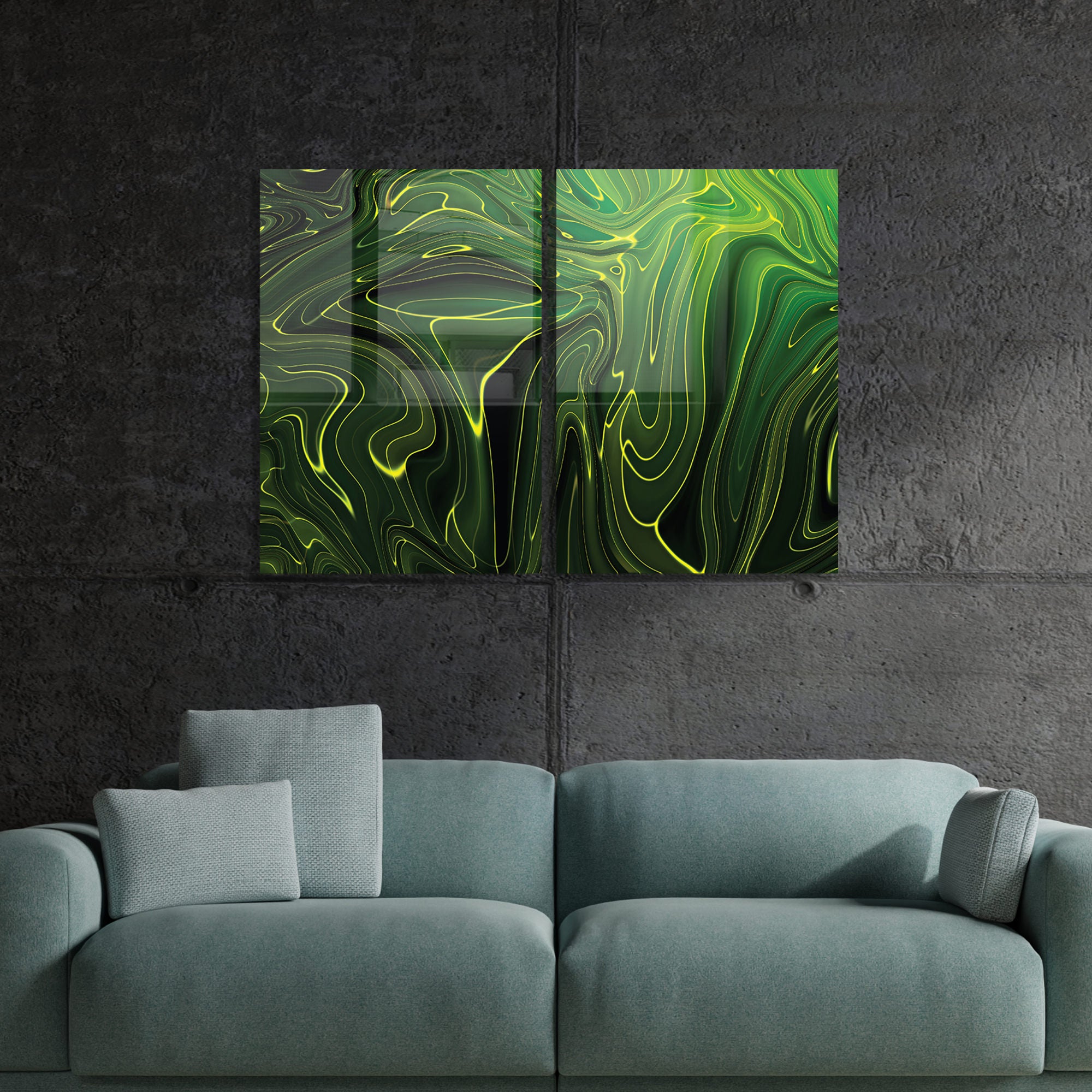 Conjunto de 2 Quadros Decorativos em Vidro Temperado Multicolor 50x70cm - Arte Moderna para Decoração de Interiores