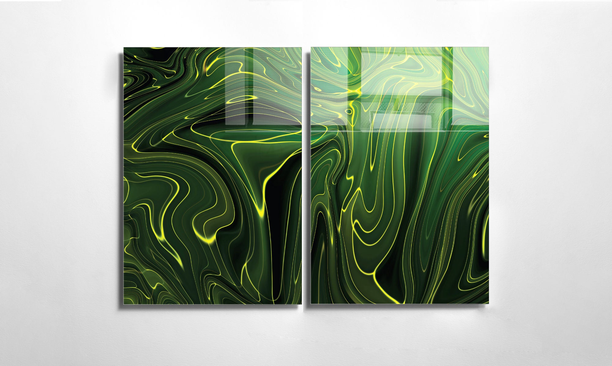 Conjunto de 2 Quadros Decorativos em Vidro Temperado Multicolor 50x70cm - Arte Moderna para Decoração de Interiores