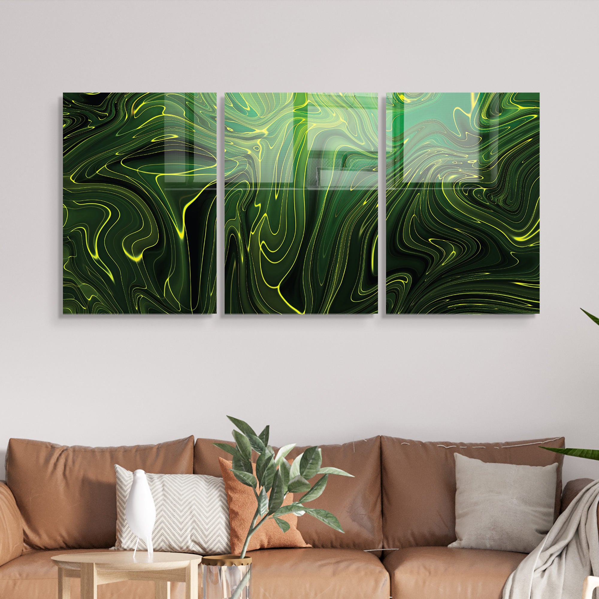 Conjunto de 3 Quadros Decorativos em Vidro Temperado Multicolor - 45x65cm - Arte Moderna para Decoração de Interiores