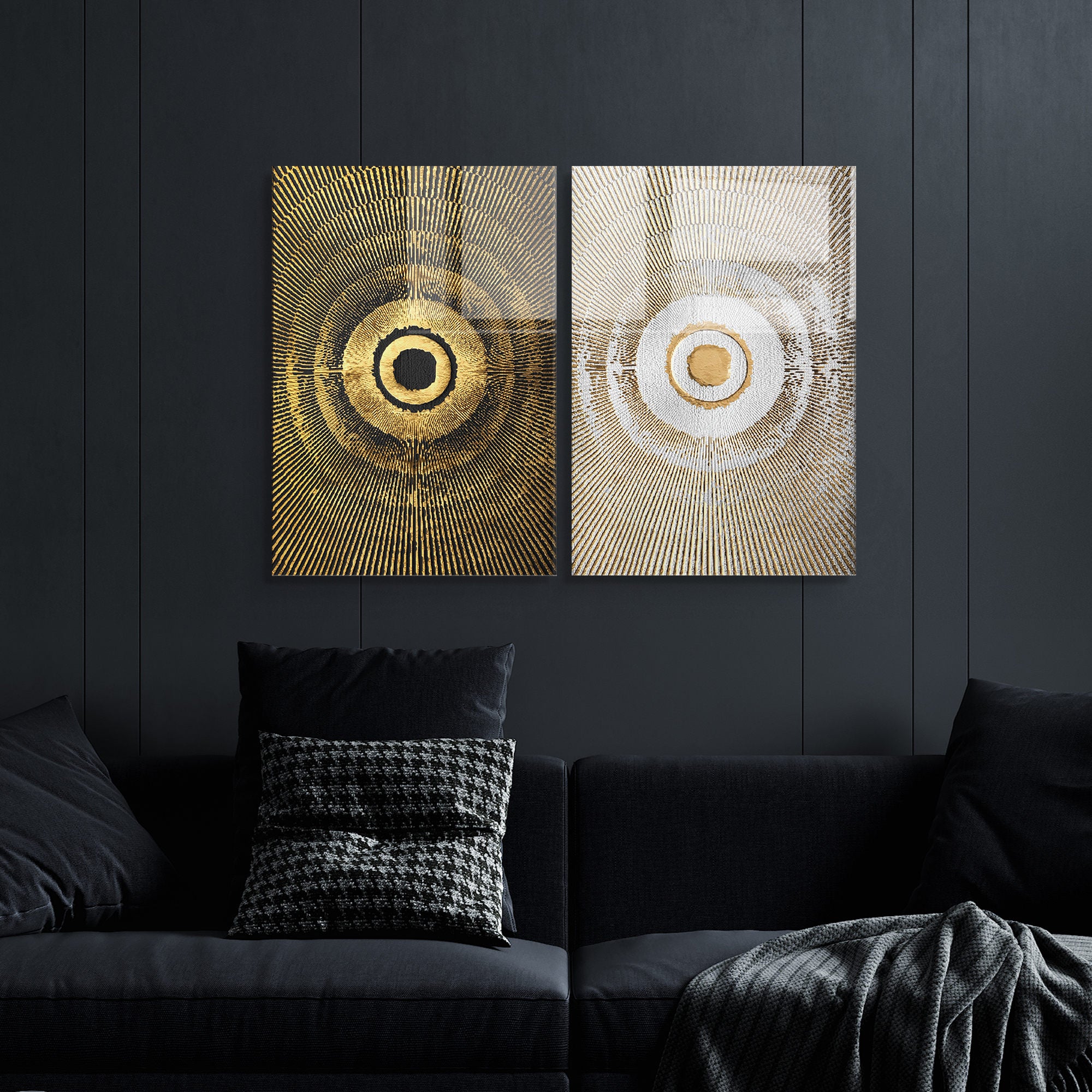 Conjunto de 2 Quadros Decorativos em Vidro Temperado Multicolor 50x70cm - Arte Moderna para Decoração de Interiores