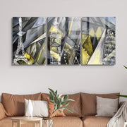 Conjunto de 3 Quadros Decorativos em Vidro Temperado Multicolor - 30x45cm - Arte Moderna para Decoração de Interiores