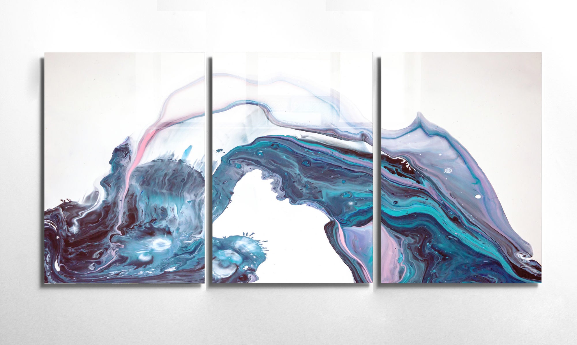 Conjunto de 3 Quadros Decorativos em Vidro Temperado Multicolor - 50x70cm - Arte Moderna para Decoração de Interiores