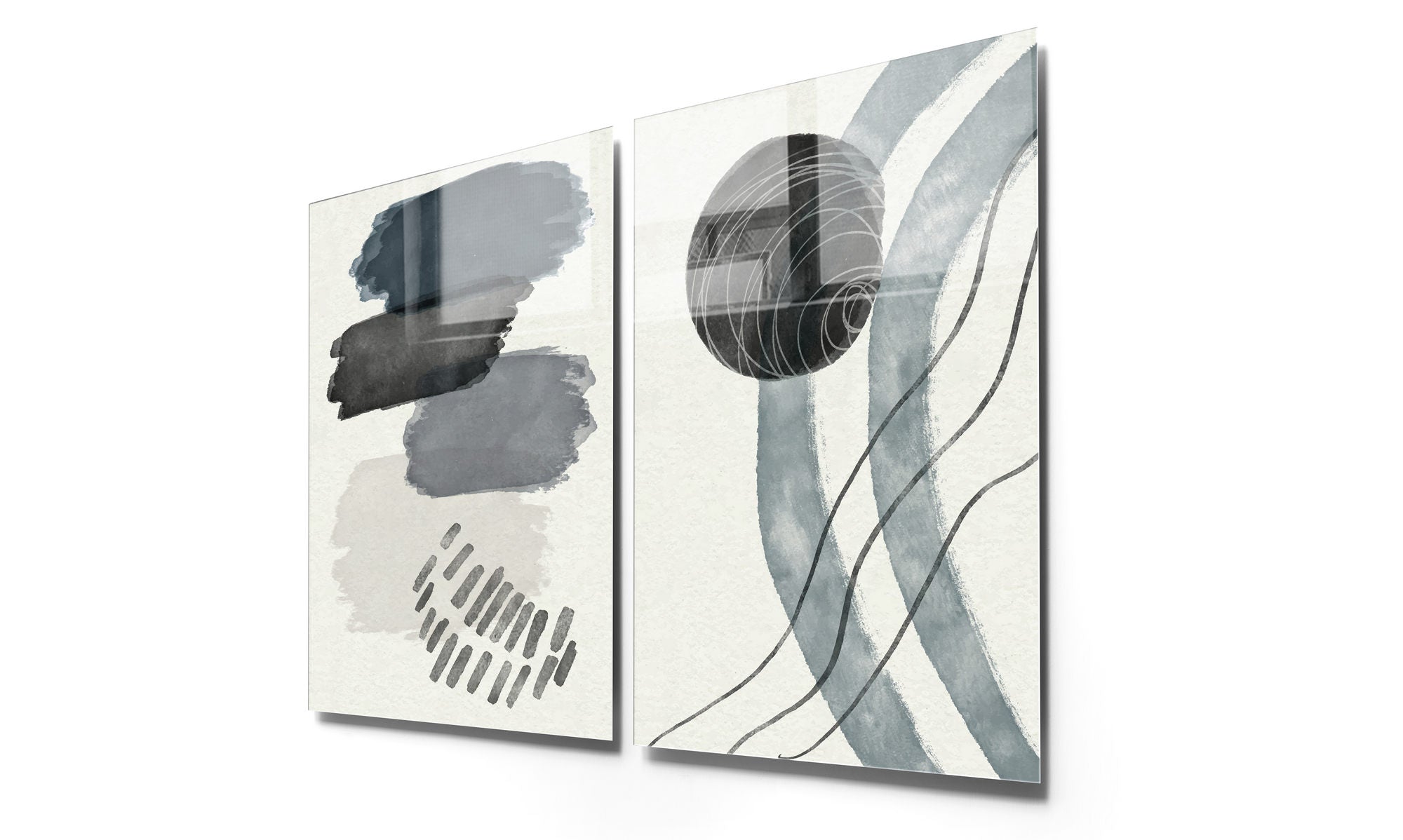 Conjunto de 2 Quadros Decorativos em Vidro Temperado Multicolor 70x100cm - Arte Moderna para Decoração de Interiores