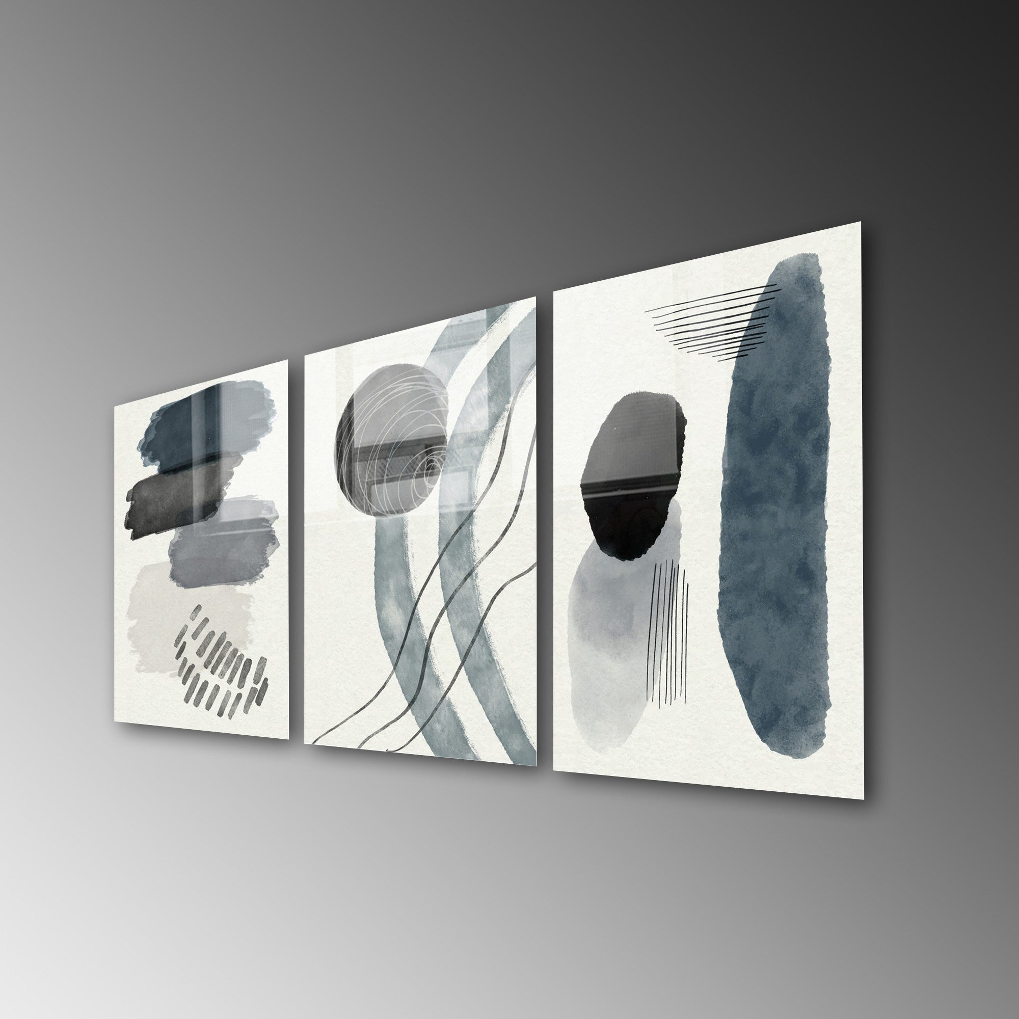 Conjunto de 3 Quadros Decorativos em Vidro Temperado Multicolor - 50x70cm - Arte Moderna para Decoração de Interiores