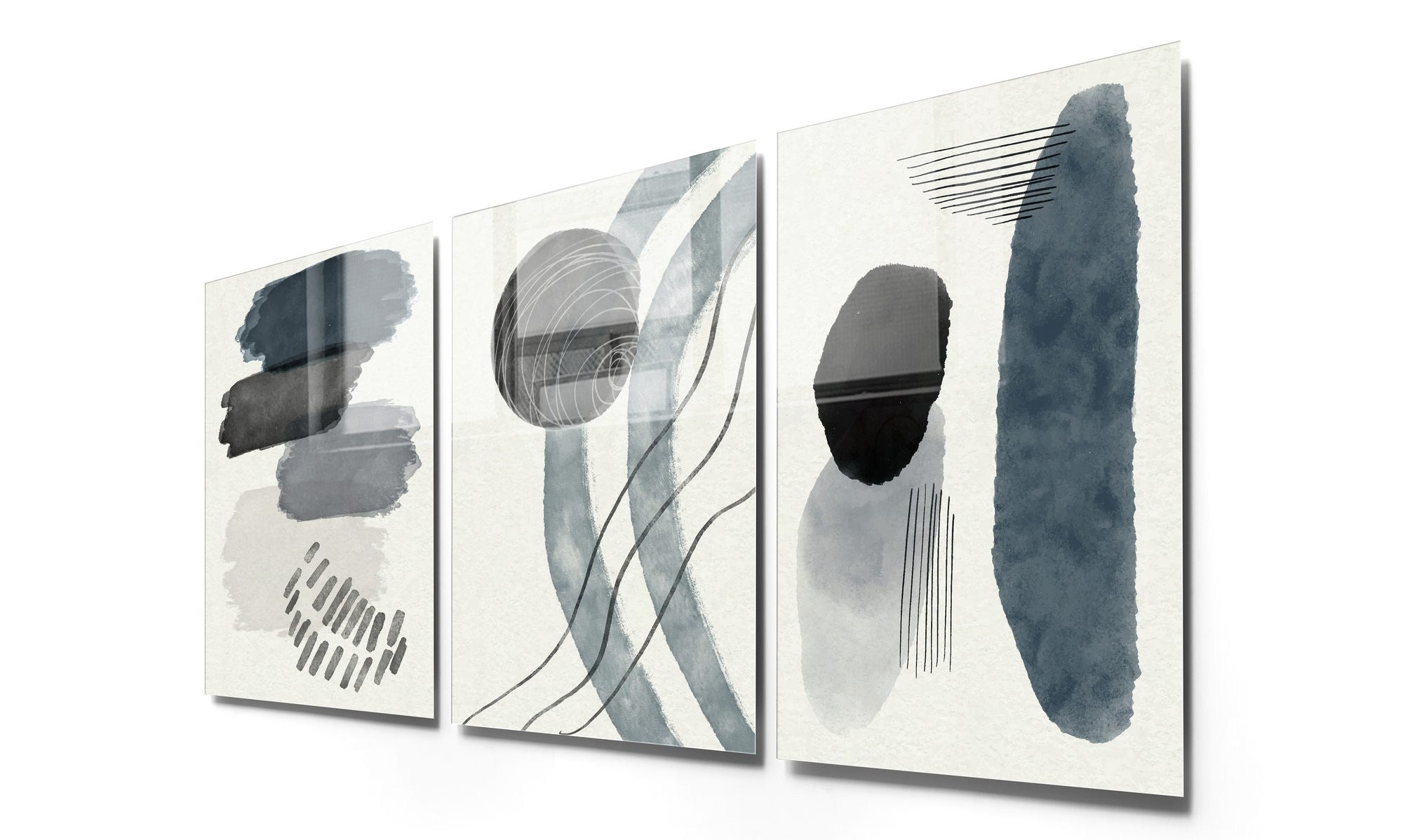 Conjunto de 3 Quadros Decorativos em Vidro Temperado Multicolor - 50x70cm - Arte Moderna para Decoração de Interiores