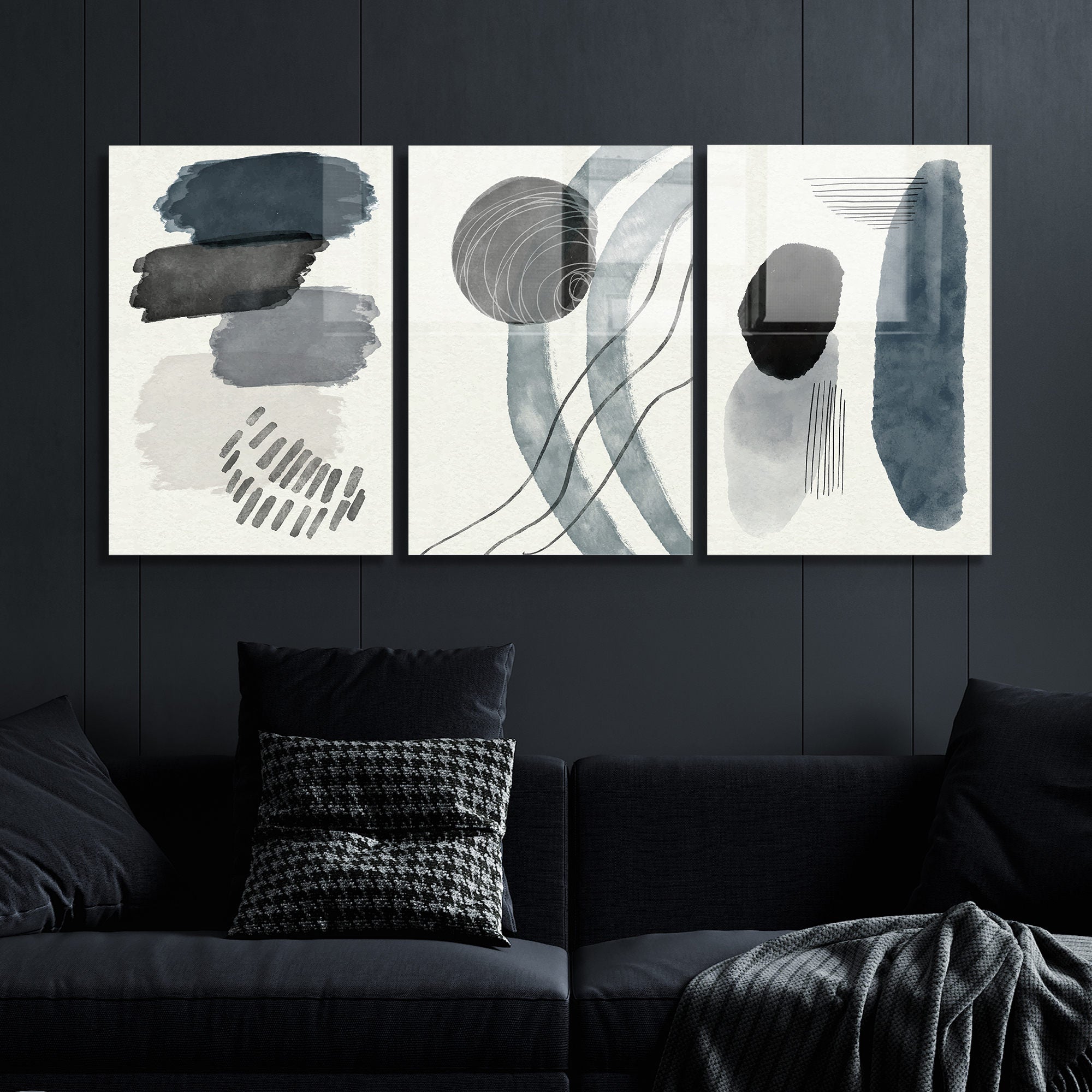 Conjunto de 3 Quadros Decorativos em Vidro Temperado Multicolor - 45x65cm - Arte Moderna para Decoração de Interiores