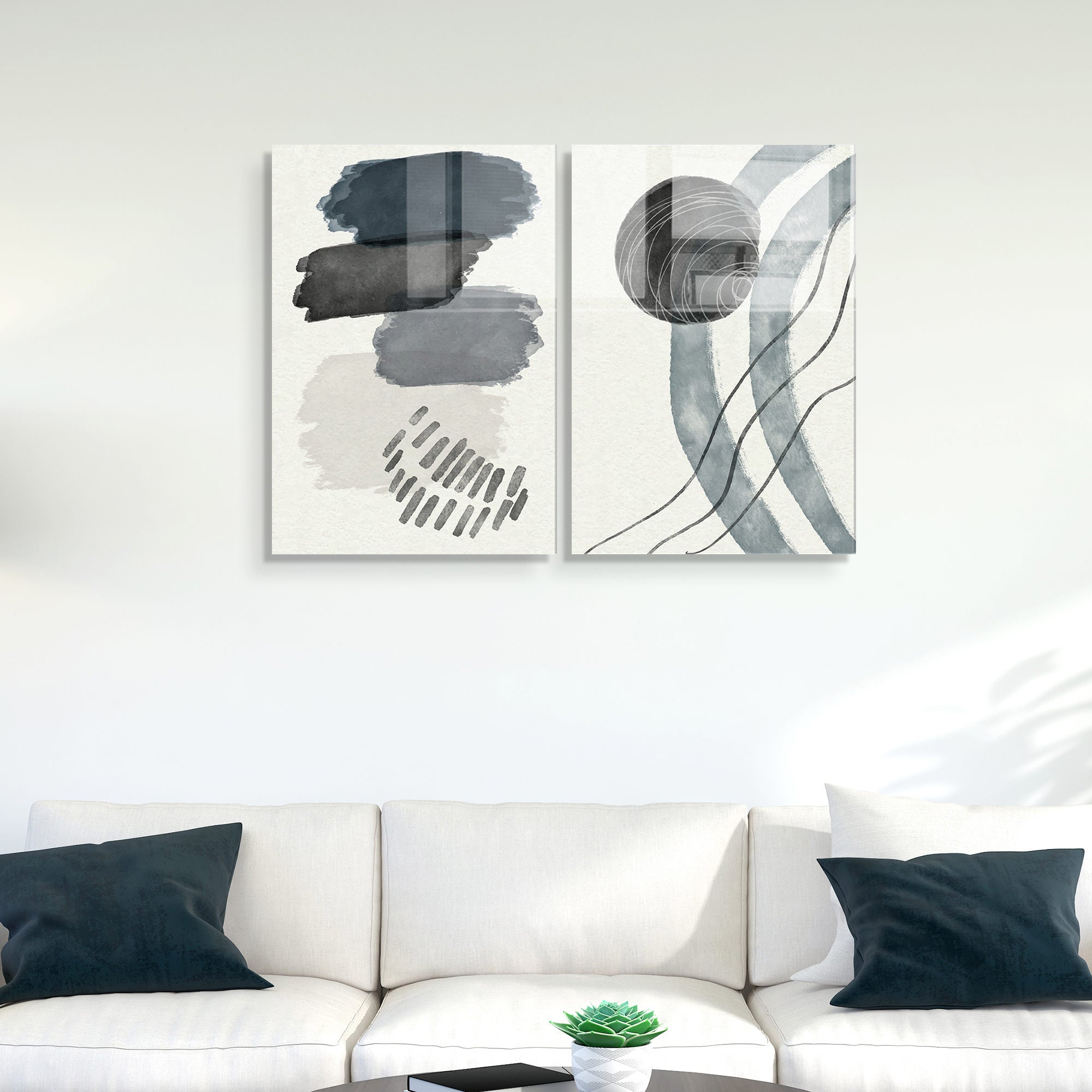 Conjunto de 2 Quadros Decorativos em Vidro Temperado Multicolor 45x65cm - Arte Moderna para Decoração de Interiores