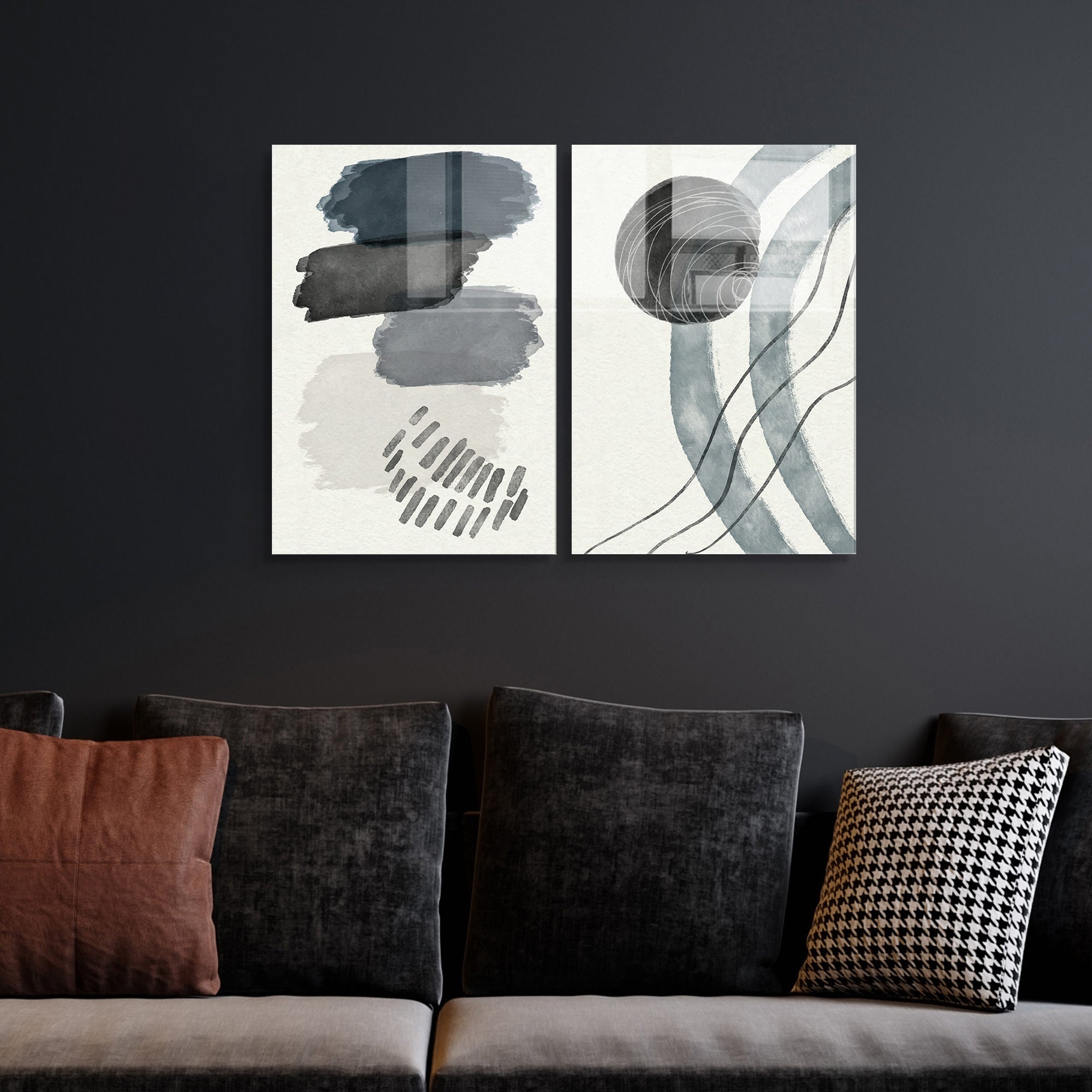 Conjunto de 2 Quadros Decorativos em Vidro Temperado Multicolor 45x65cm - Arte Moderna para Decoração de Interiores