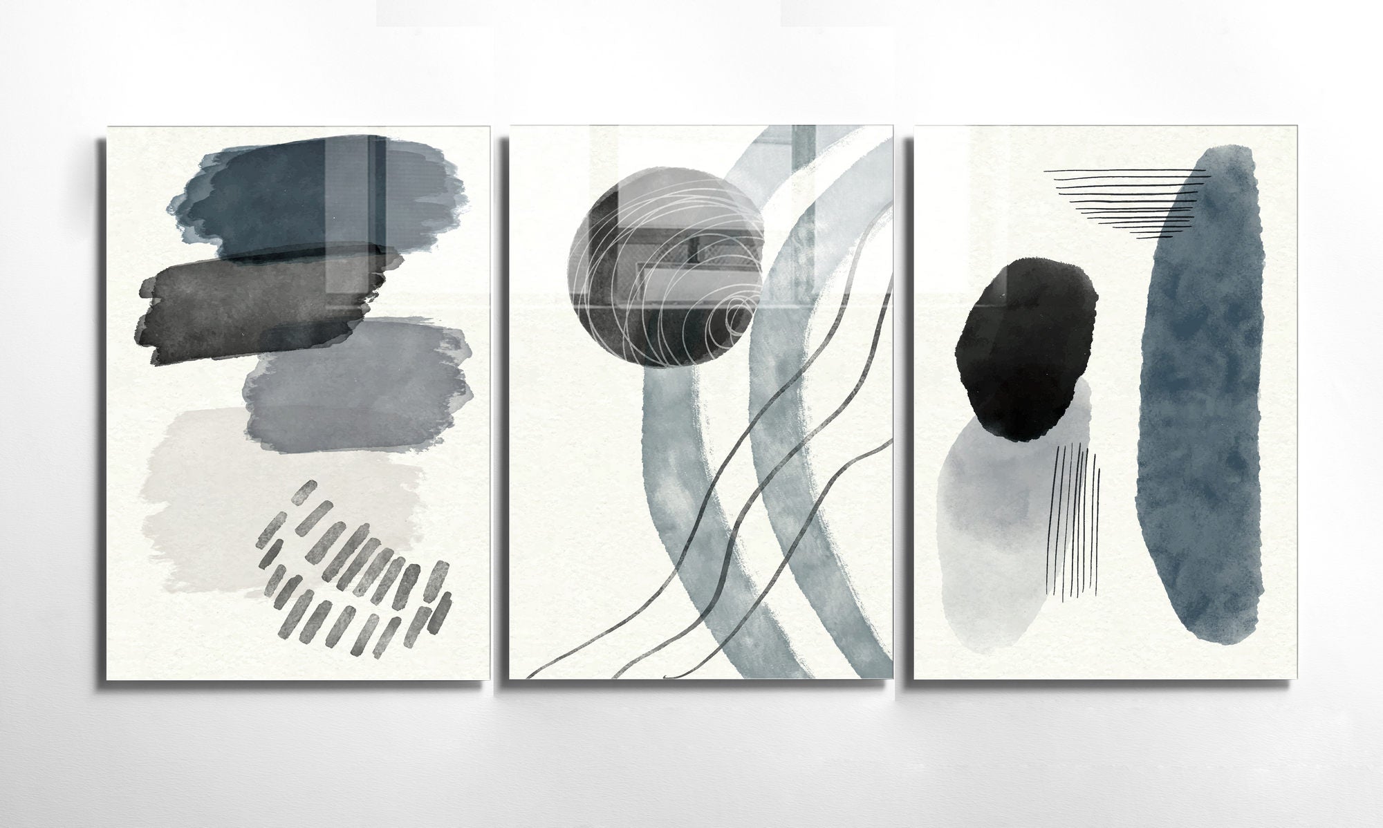 Conjunto de 3 Quadros Decorativos em Vidro Temperado Multicolor - 30x45cm - Arte Moderna para Decoração de Interiores