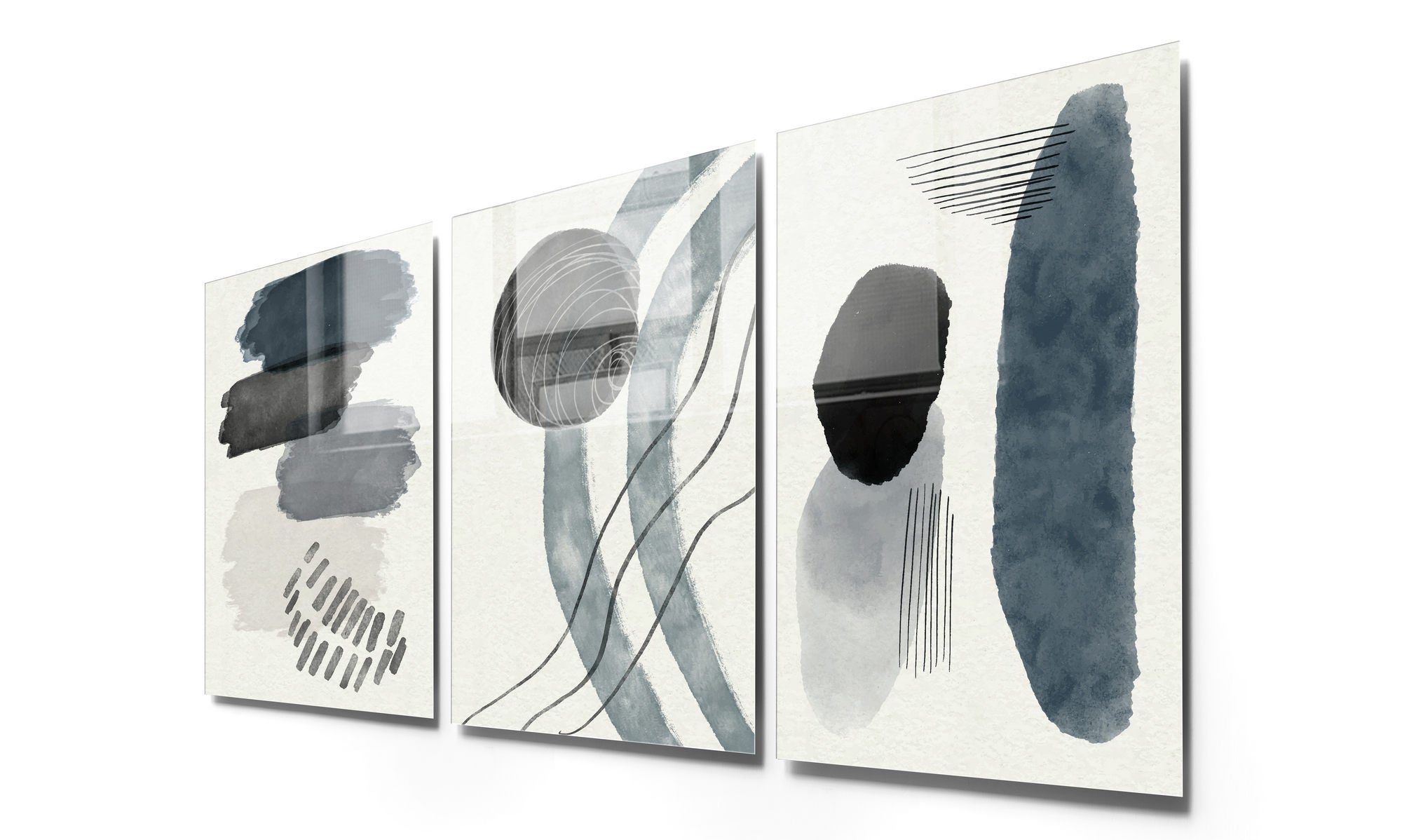 Conjunto de 3 Quadros Decorativos em Vidro Temperado Multicolor - 30x45cm - Arte Moderna para Decoração de Interiores