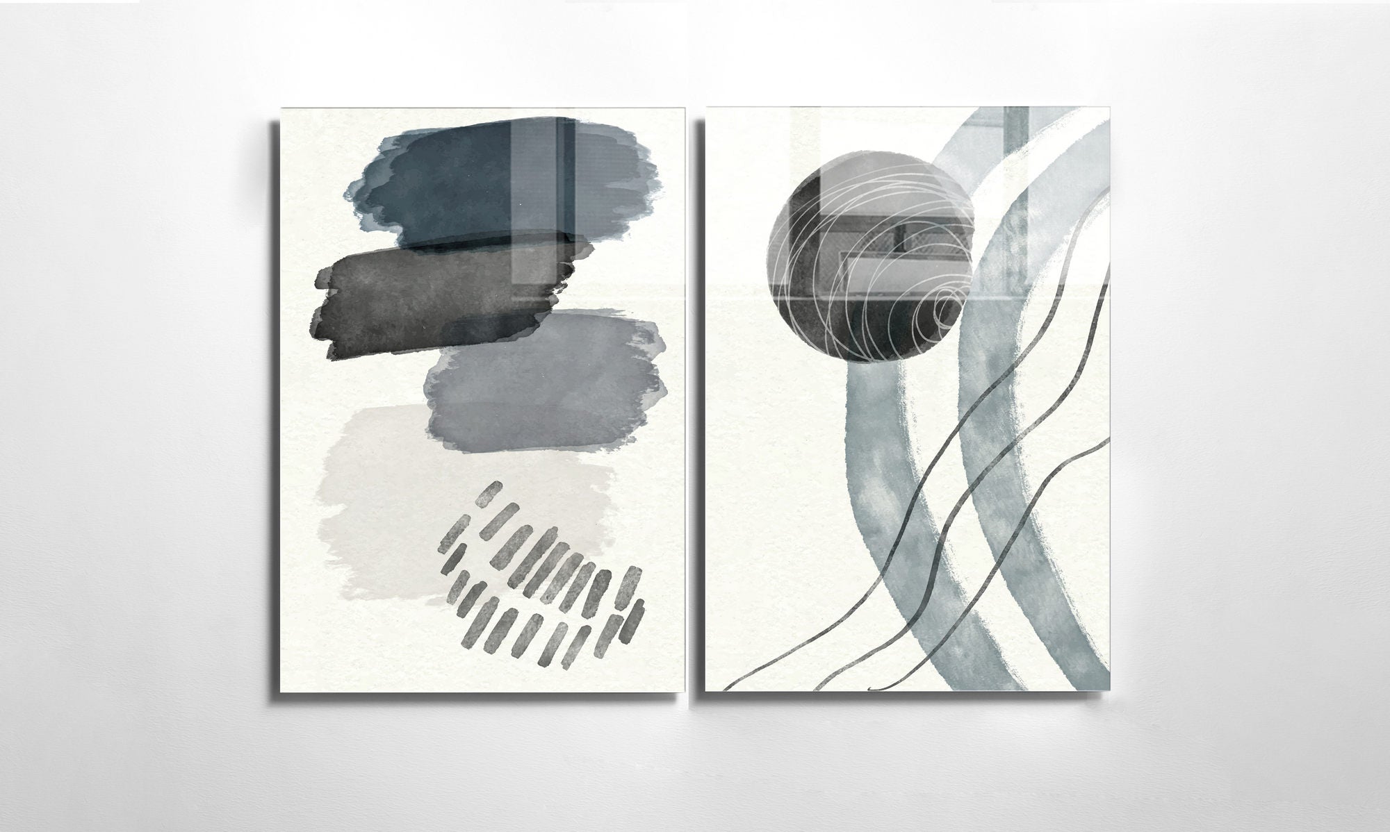 Conjunto de 2 Quadros Decorativos em Vidro Temperado Multicolor 30x45cm - Arte Moderna para Decoração de Interiores