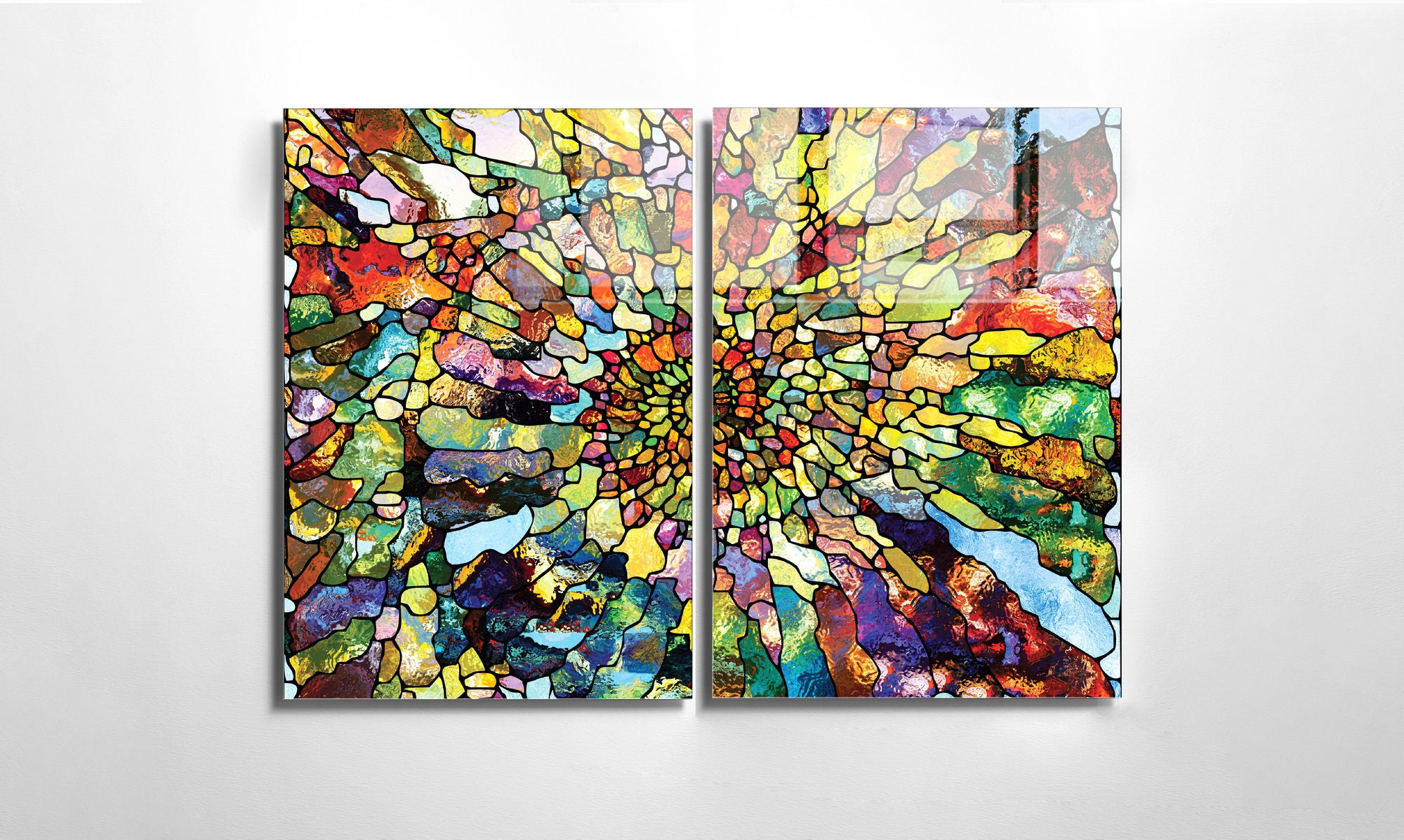 Conjunto de 2 Quadros Decorativos em Vidro Temperado Multicolor 30x45cm - Arte Moderna para Decoração de Interiores