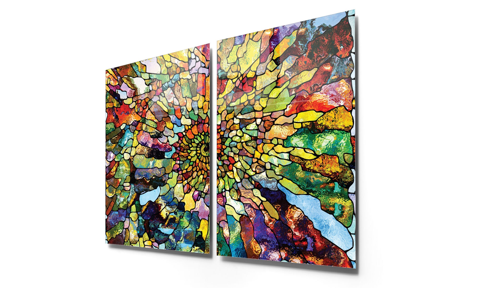 Conjunto de 2 Quadros Decorativos em Vidro Temperado Multicolor 30x45cm - Arte Moderna para Decoração de Interiores