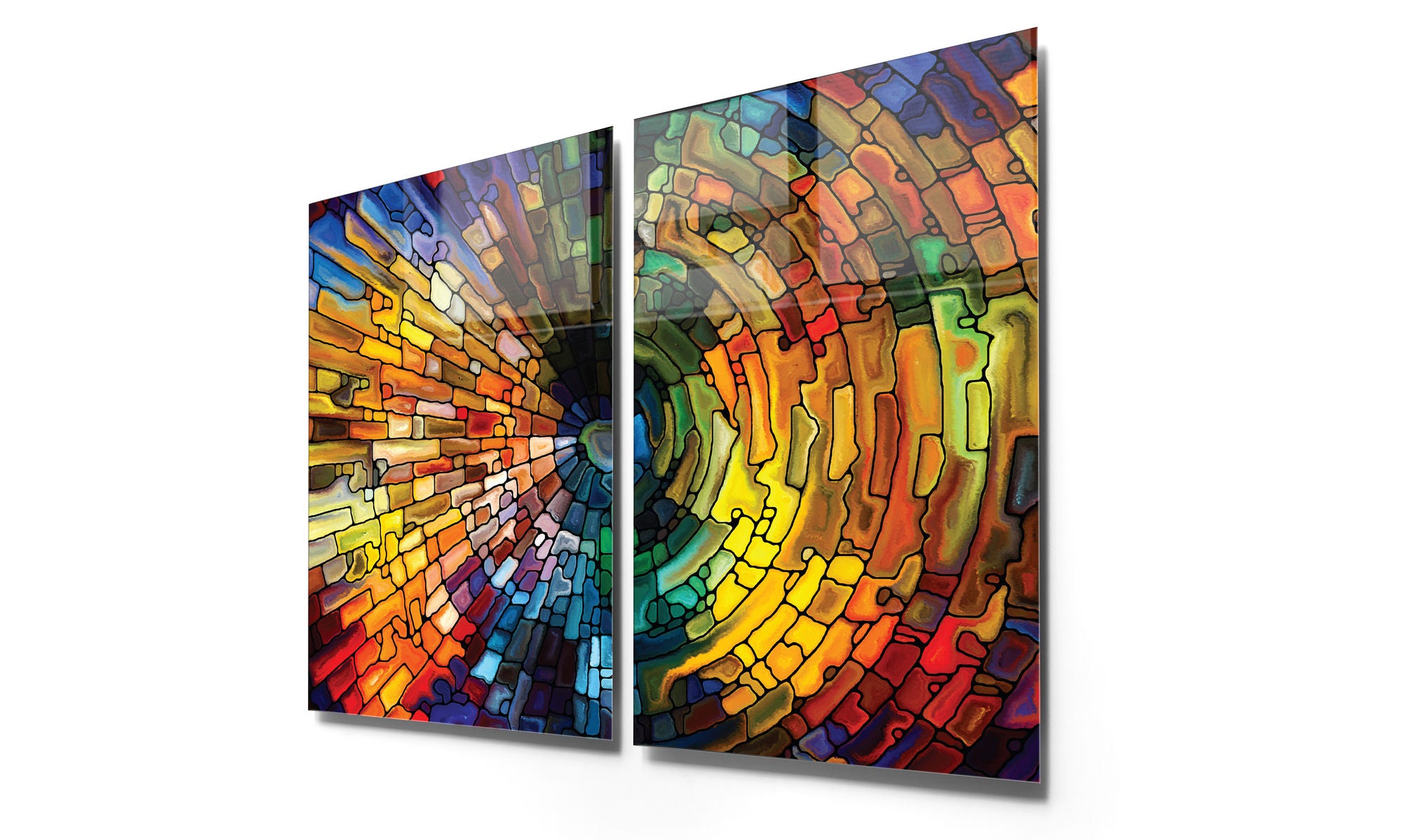 Conjunto de 2 Quadros Decorativos em Vidro Temperado Multicolor 70x100cm - Arte Moderna para Decoração de Interiores