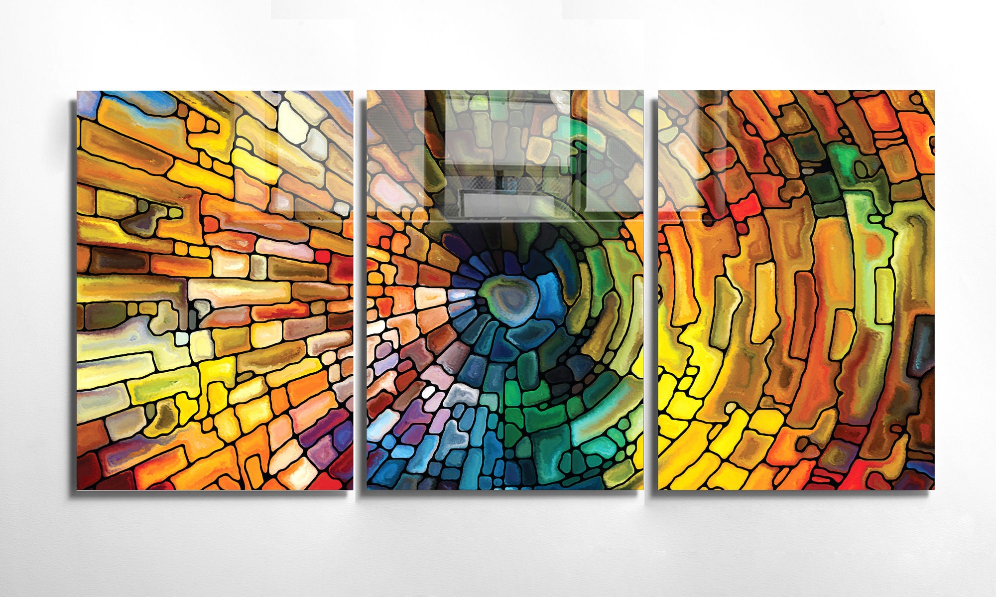 Conjunto de 3 Quadros Decorativos em Vidro Temperado Multicolor - 50x70cm - Arte Moderna para Decoração de Interiores