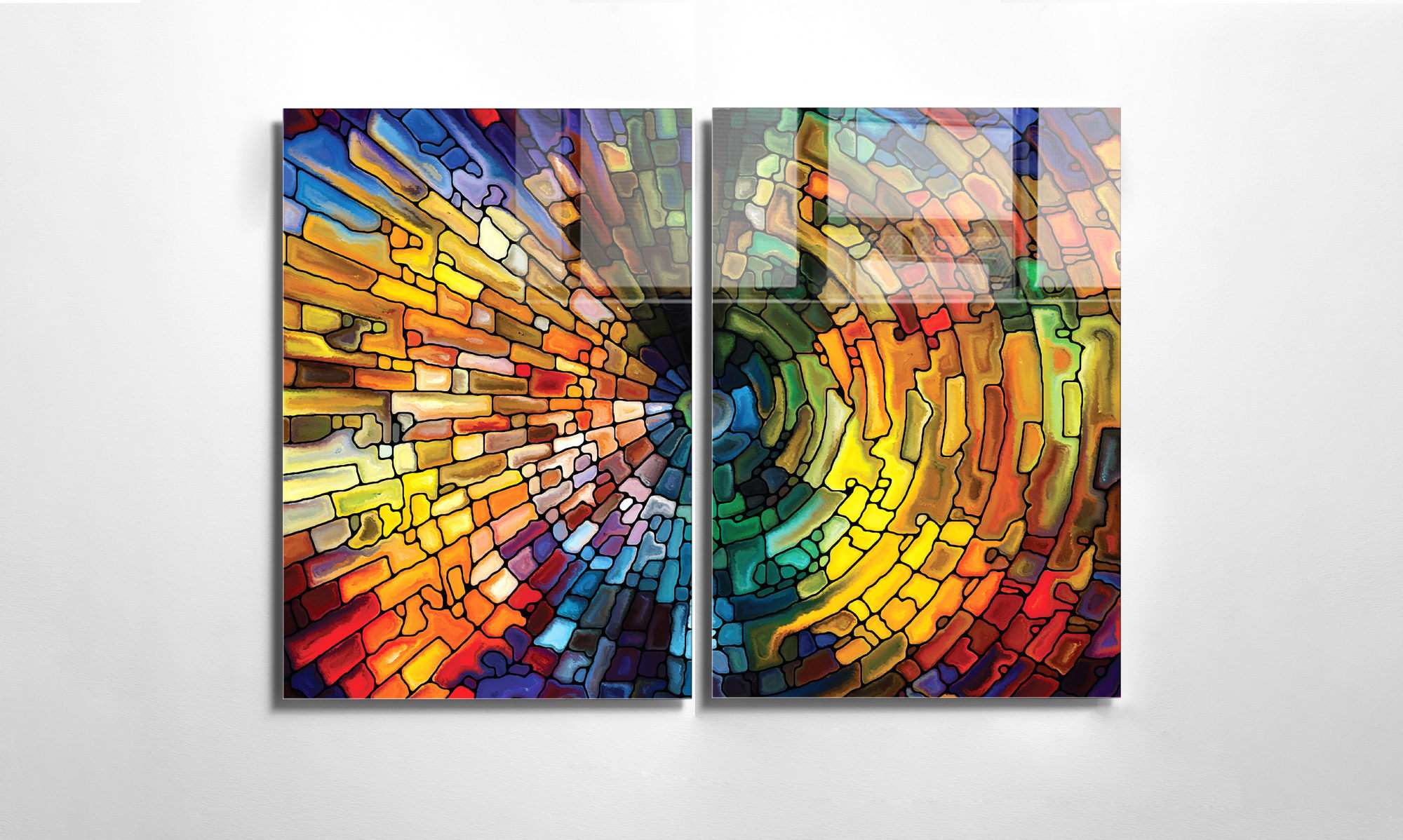 Conjunto de 2 Quadros Decorativos em Vidro Temperado Multicolor 30x45cm - Arte Moderna para Decoração de Interiores