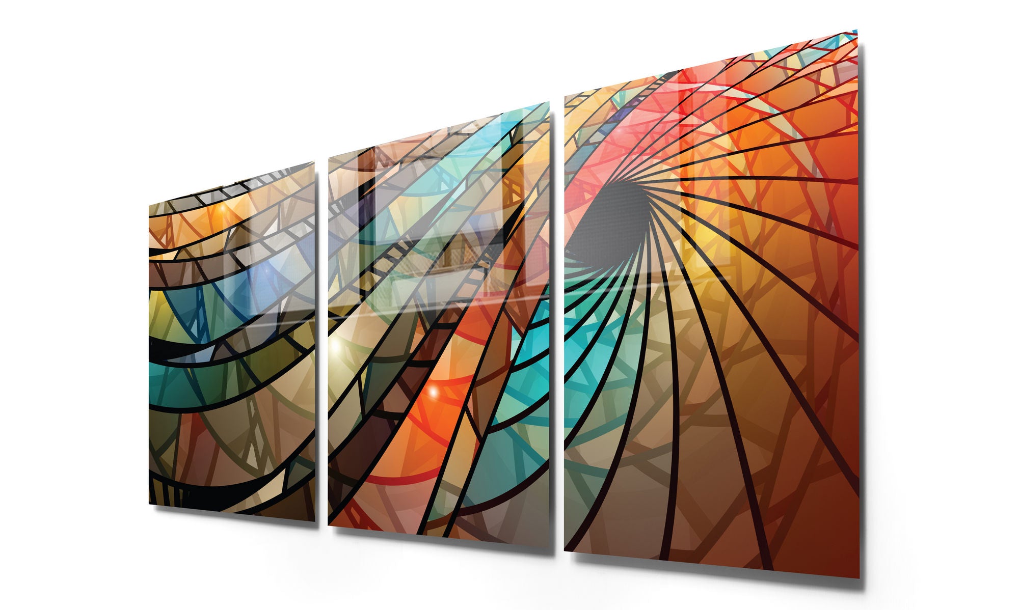 Conjunto de 3 Quadros Decorativos em Vidro Temperado Multicolor - 50x70cm - Arte Moderna para Decoração de Interiores