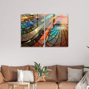 Conjunto de 2 Quadros Decorativos em Vidro Temperado Multicolor 30x45cm - Arte Moderna para Decoração de Interiores