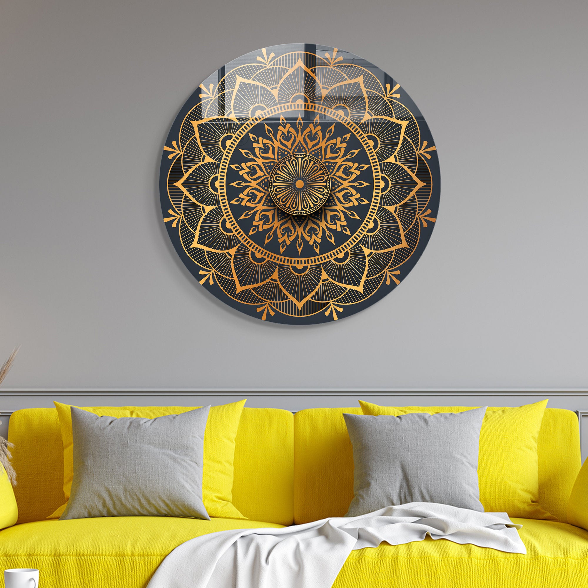 Pintura Decorativa em Vidro Temperado Multicolor - 60cm de Diâmetro, Espessura 4mm