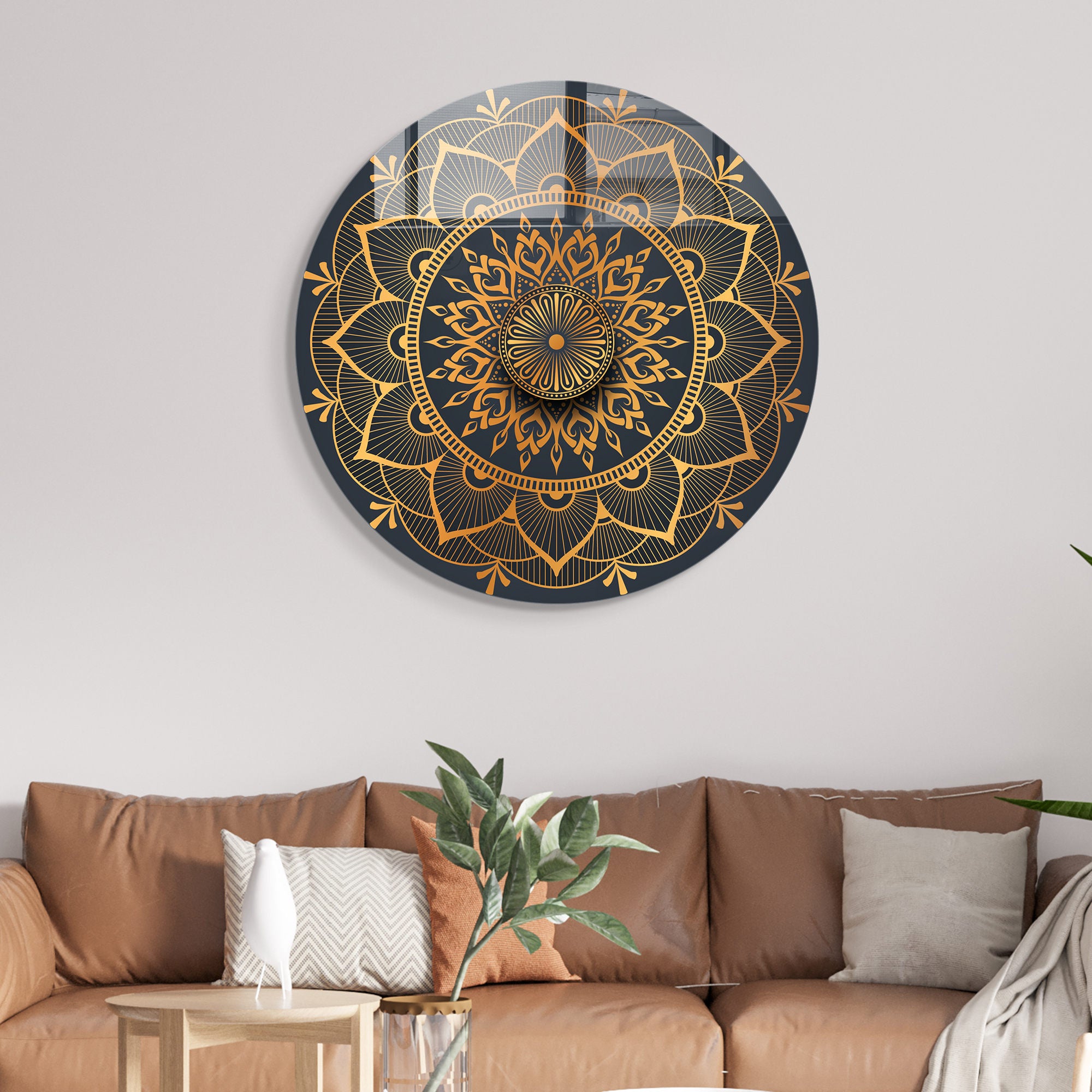 Pintura Decorativa em Vidro Temperado Multicolor - 60cm de Diâmetro, Espessura 4mm