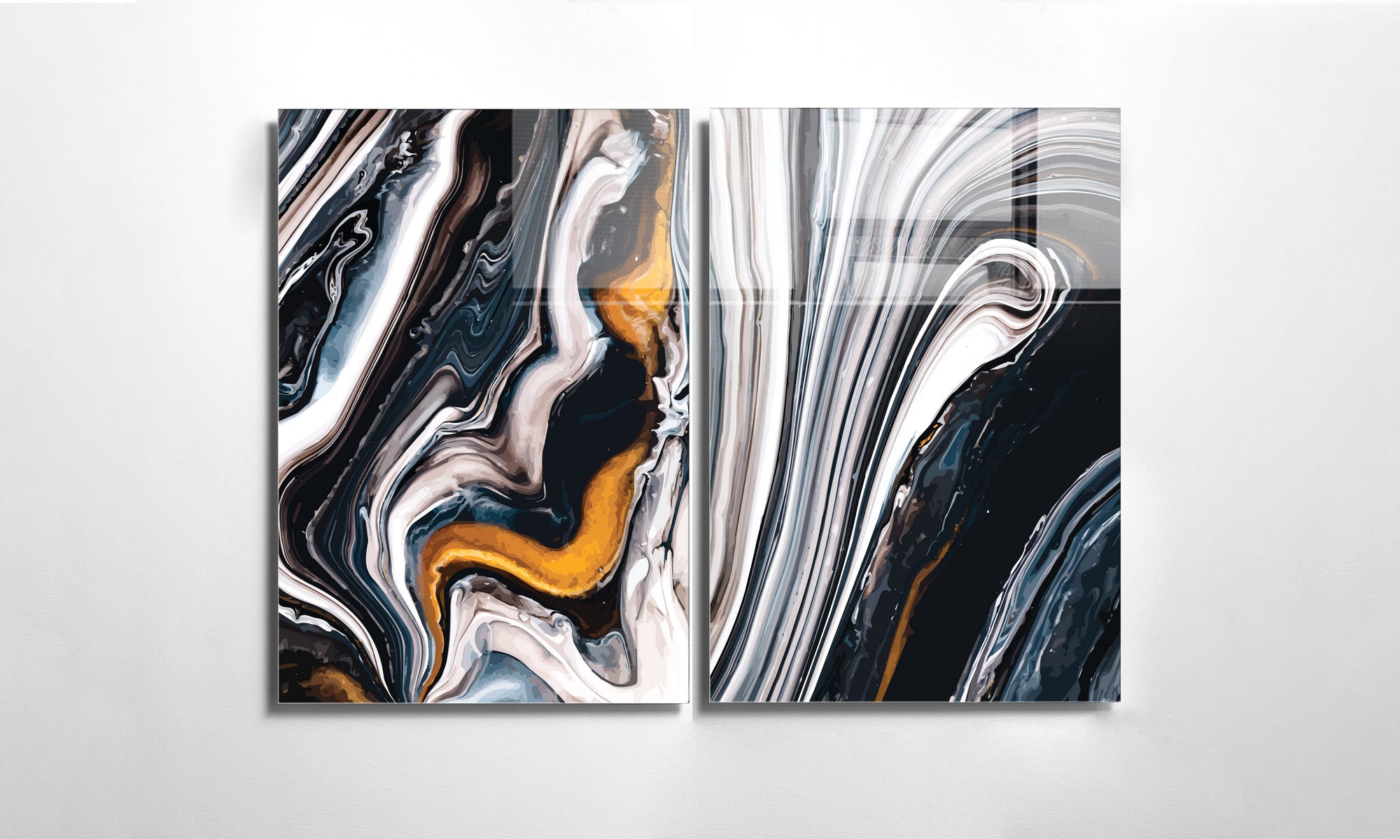 Conjunto de 2 Quadros Decorativos em Vidro Temperado Multicolor 70x100cm - Arte Moderna para Decoração de Interiores