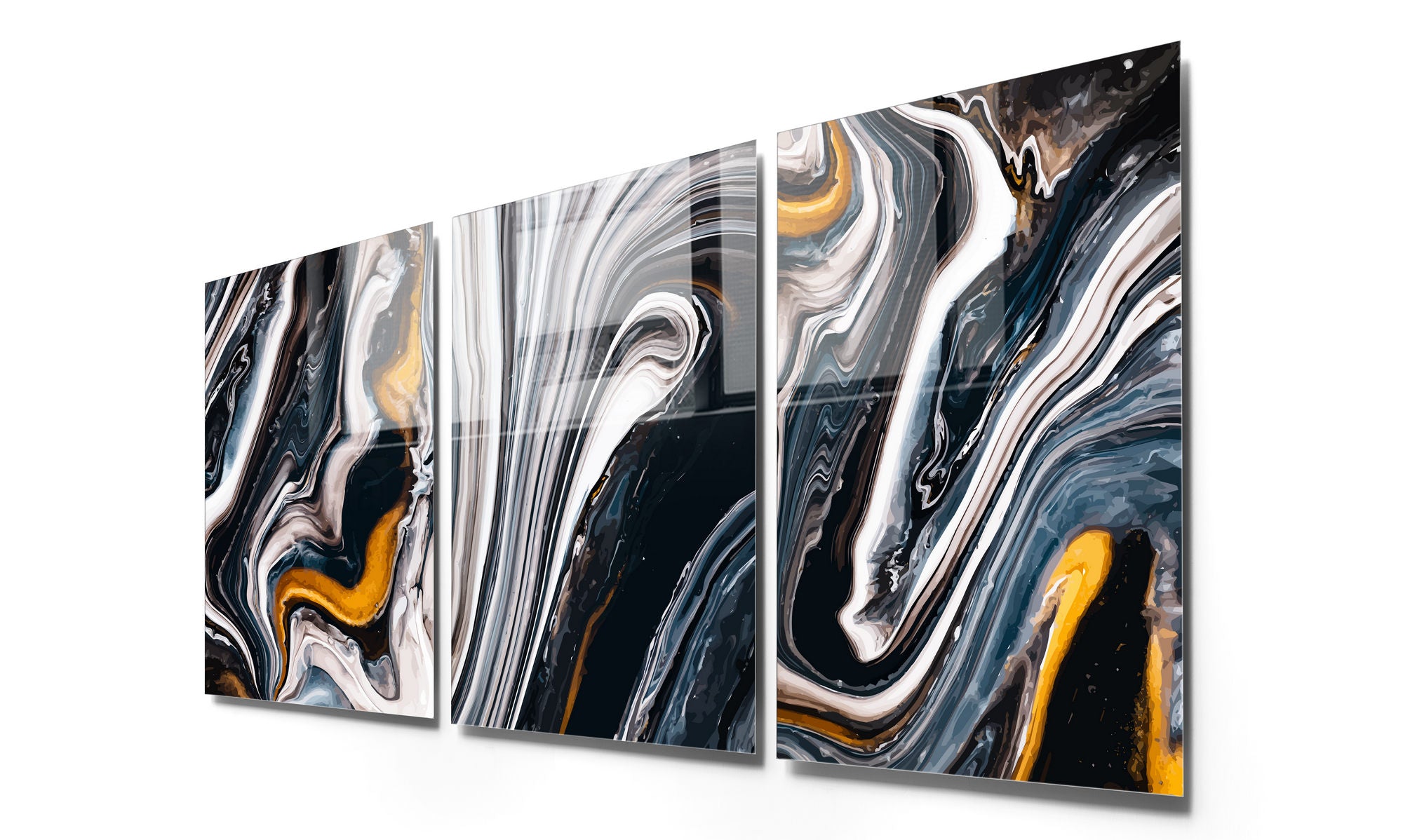 Conjunto de 3 Quadros Decorativos em Vidro Temperado Multicolor - 50x70cm - Arte Moderna para Decoração de Interiores