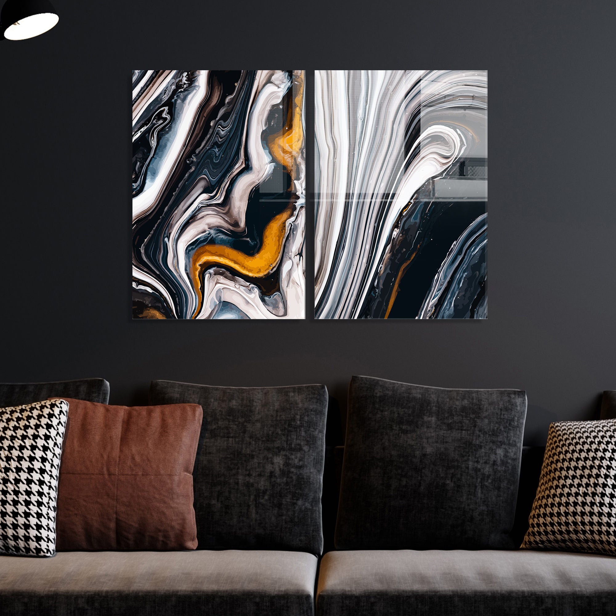 Conjunto de 2 Quadros Decorativos em Vidro Temperado Multicolor 45x65cm - Arte Moderna para Decoração de Interiores