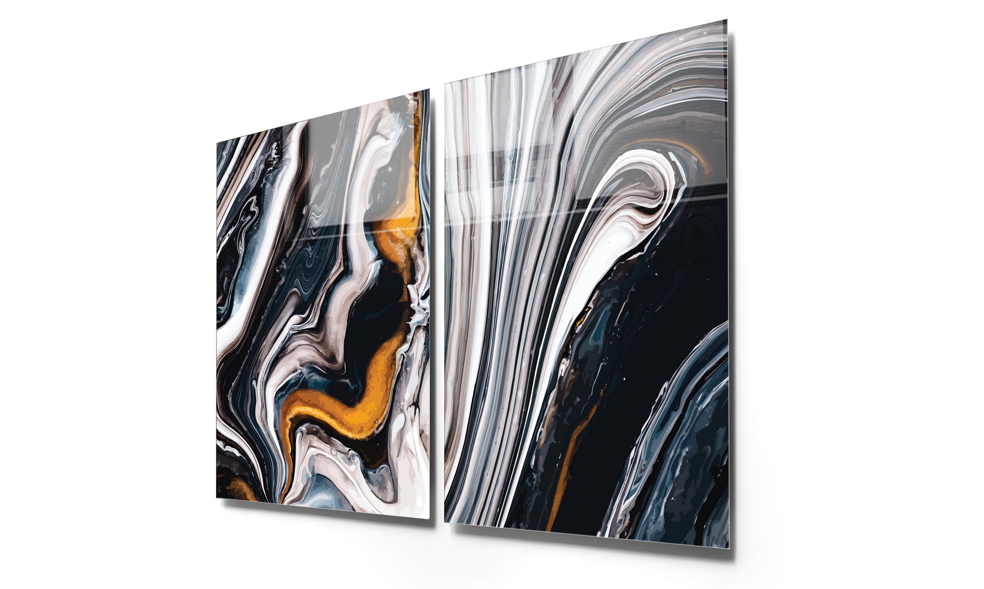 Conjunto de 2 Quadros Decorativos em Vidro Temperado Multicolor 45x65cm - Arte Moderna para Decoração de Interiores