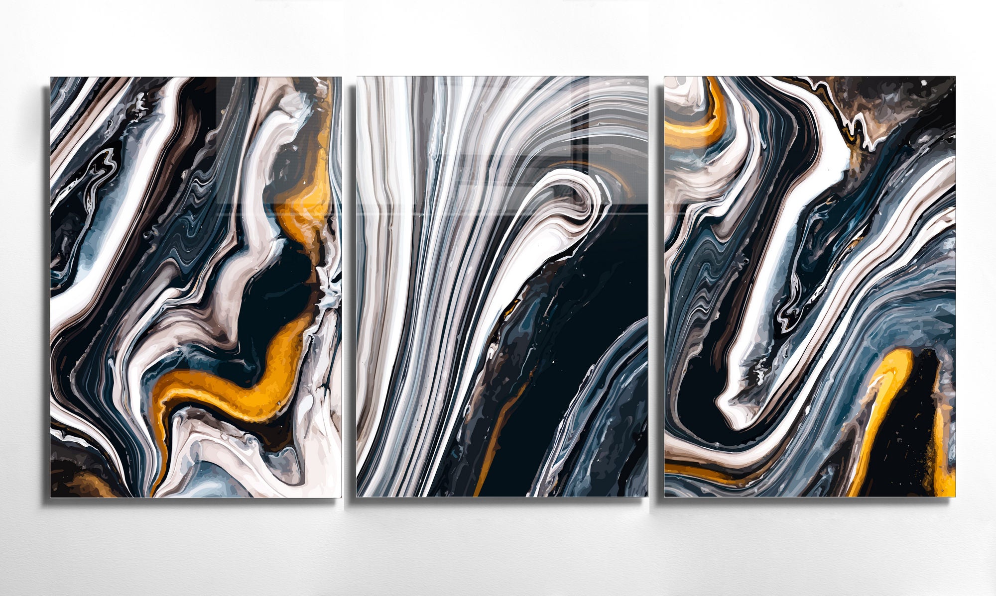 Conjunto de 3 Quadros Decorativos em Vidro Temperado Multicolor - 30x45cm - Arte Moderna para Decoração de Interiores