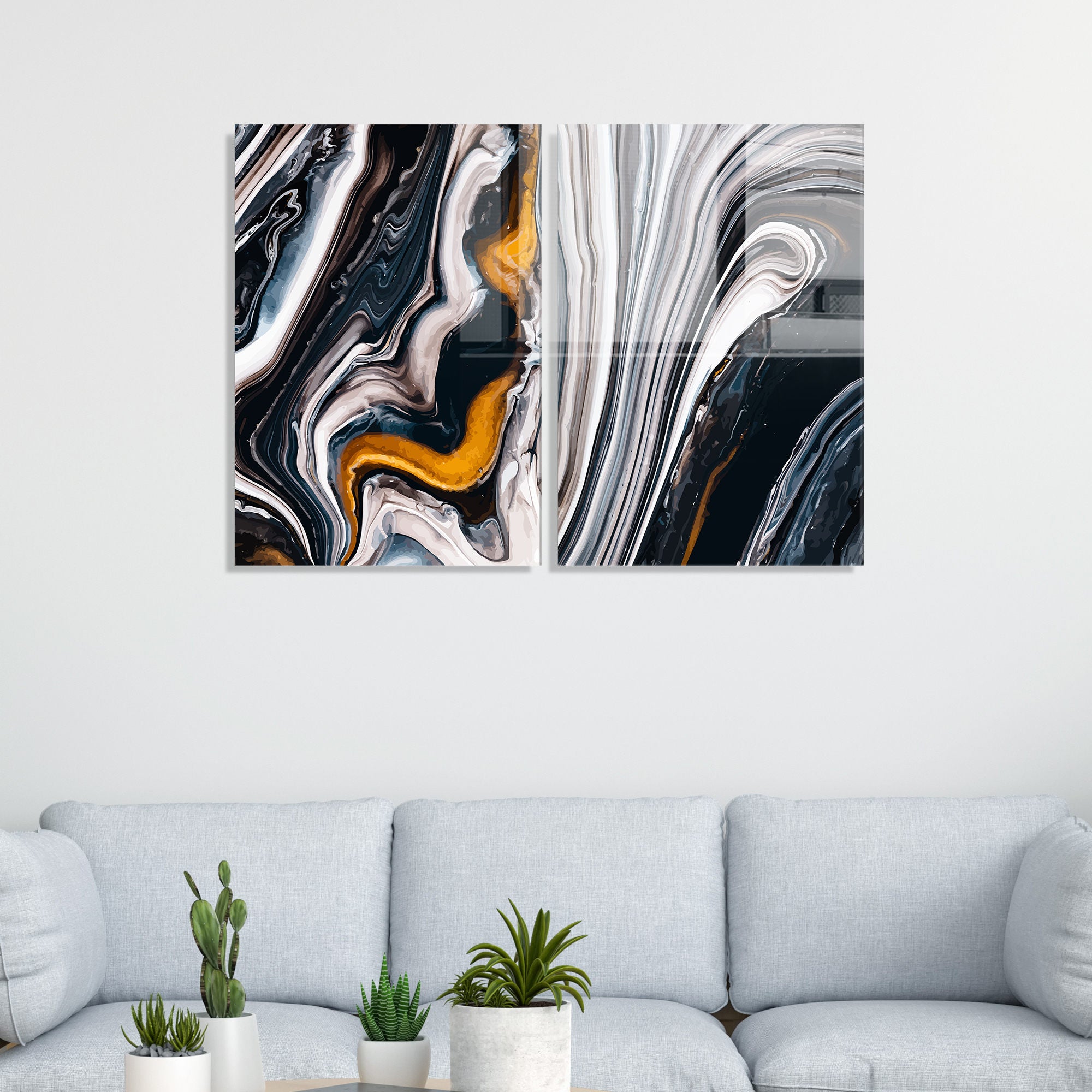 Conjunto de 2 Quadros Decorativos em Vidro Temperado Multicolor 30x45cm - Arte Moderna para Decoração de Interiores