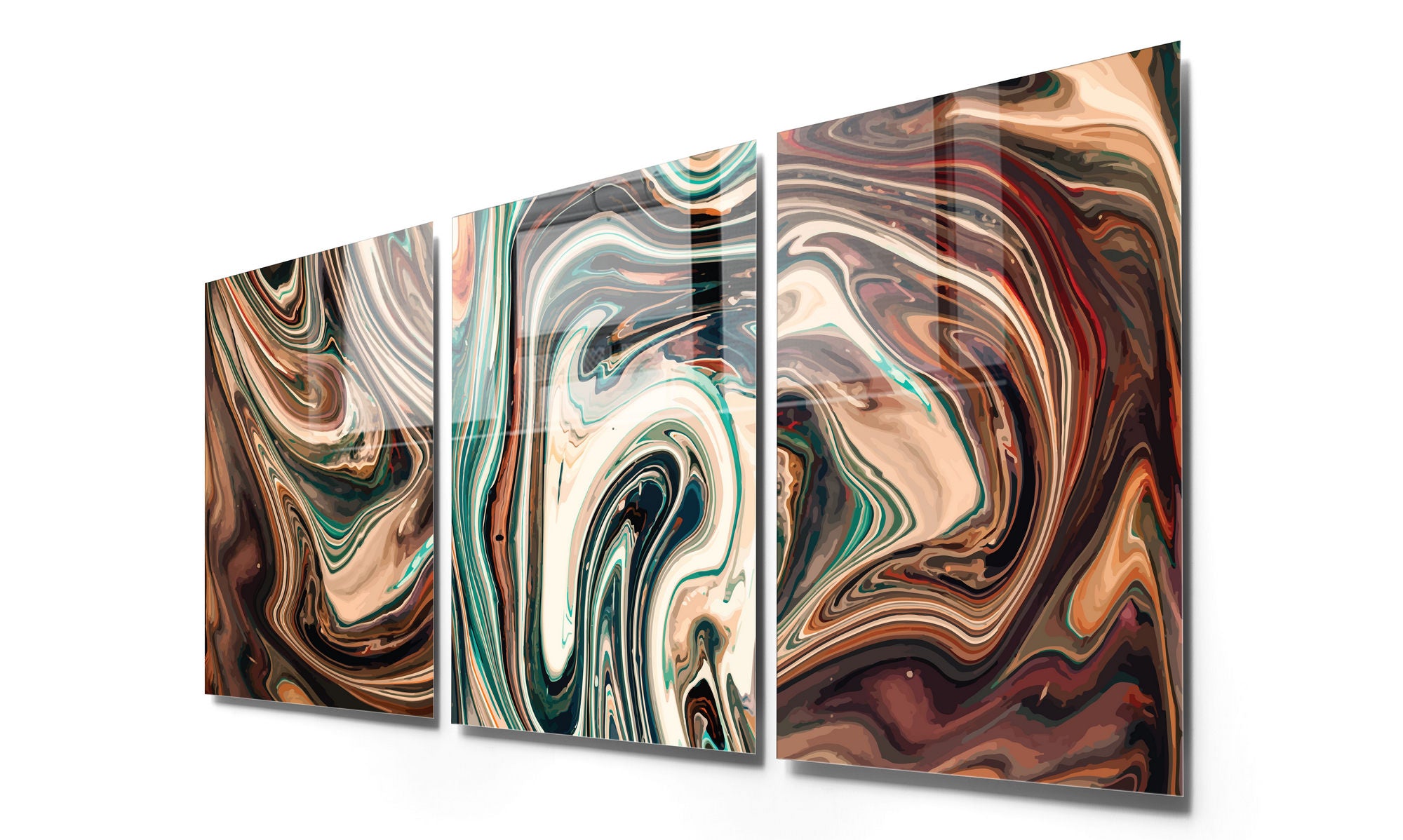 Conjunto de 3 Quadros Decorativos em Vidro Temperado Multicolor - 50x70cm - Arte Moderna para Decoração de Interiores