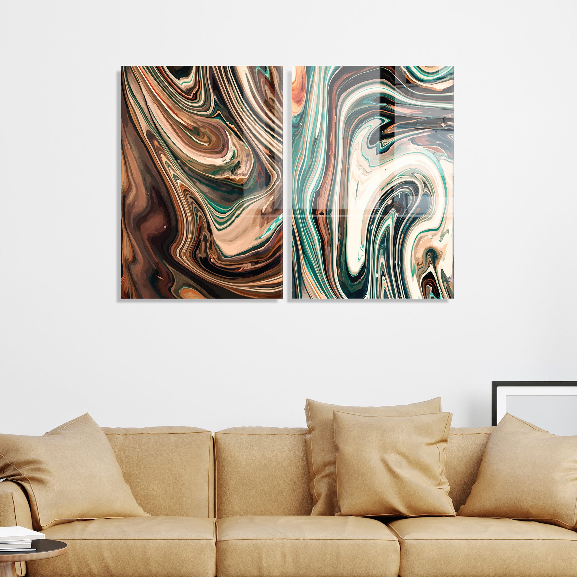 Conjunto de 2 Quadros Decorativos em Vidro Temperado Multicolor 50x70cm - Arte Moderna para Decoração de Interiores