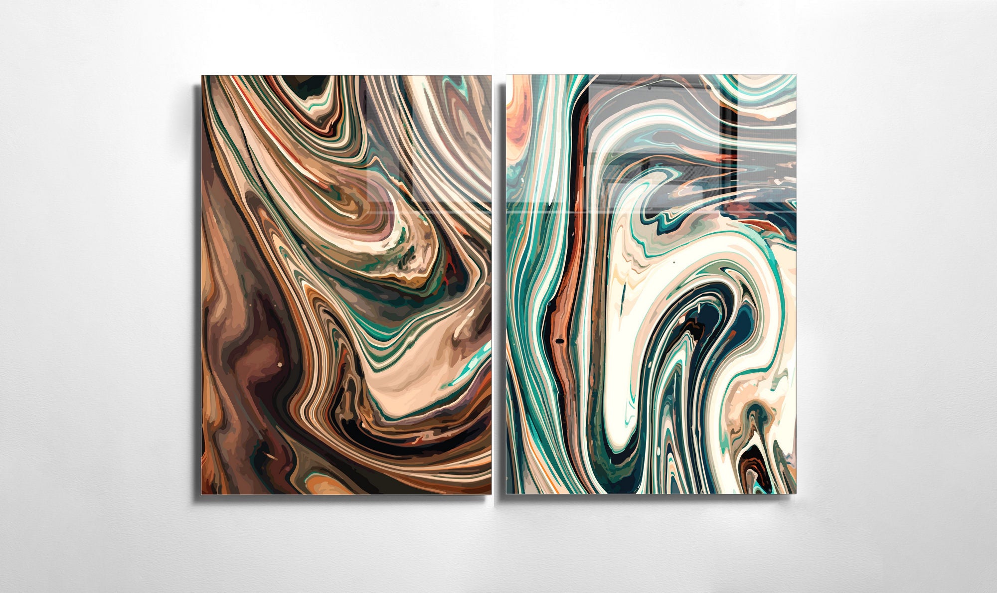 Conjunto de 2 Quadros Decorativos em Vidro Temperado Multicolor 45x65cm - Arte Moderna para Decoração de Interiores