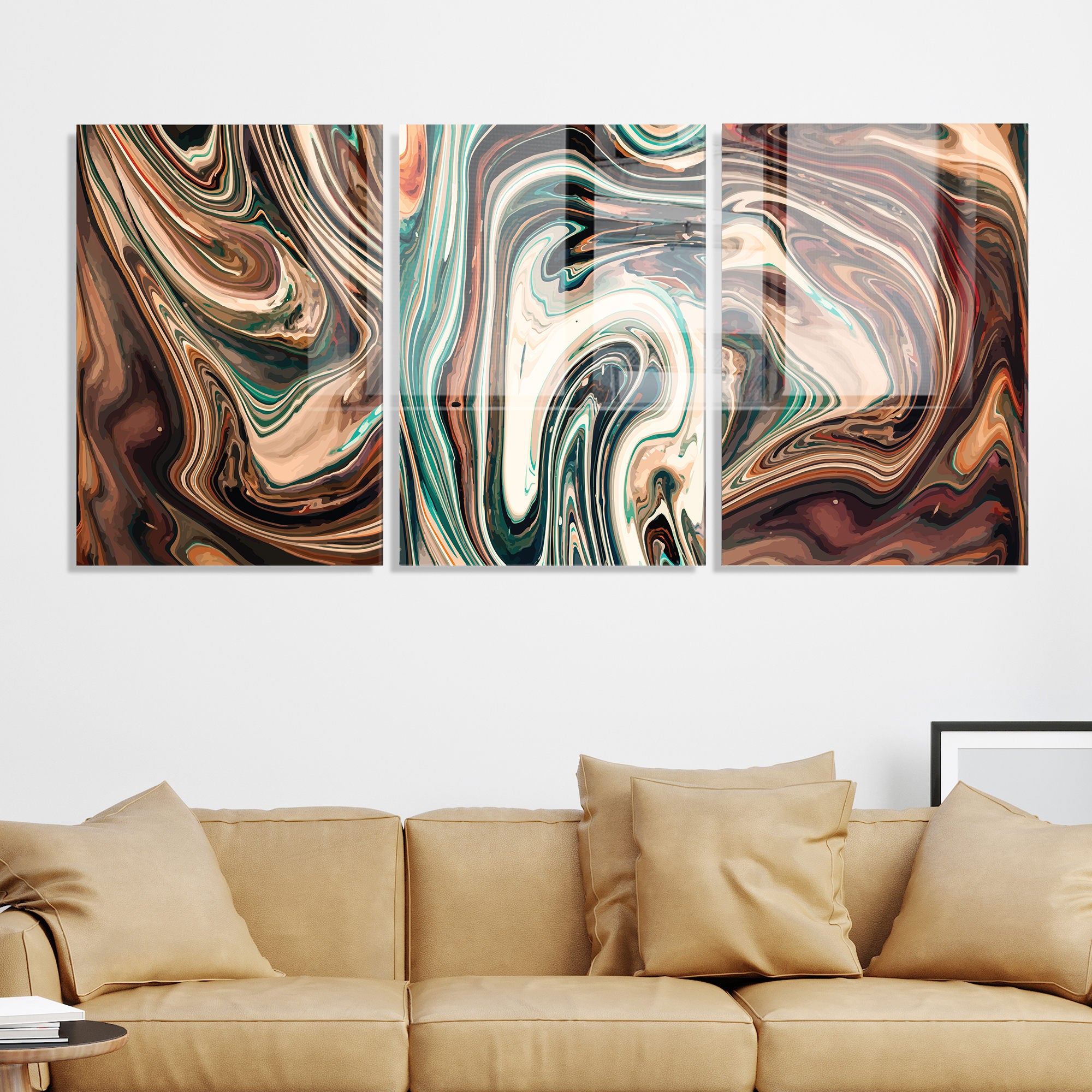 Conjunto de 3 Quadros Decorativos em Vidro Temperado Multicolor - 30x45cm - Arte Moderna para Decoração de Interiores