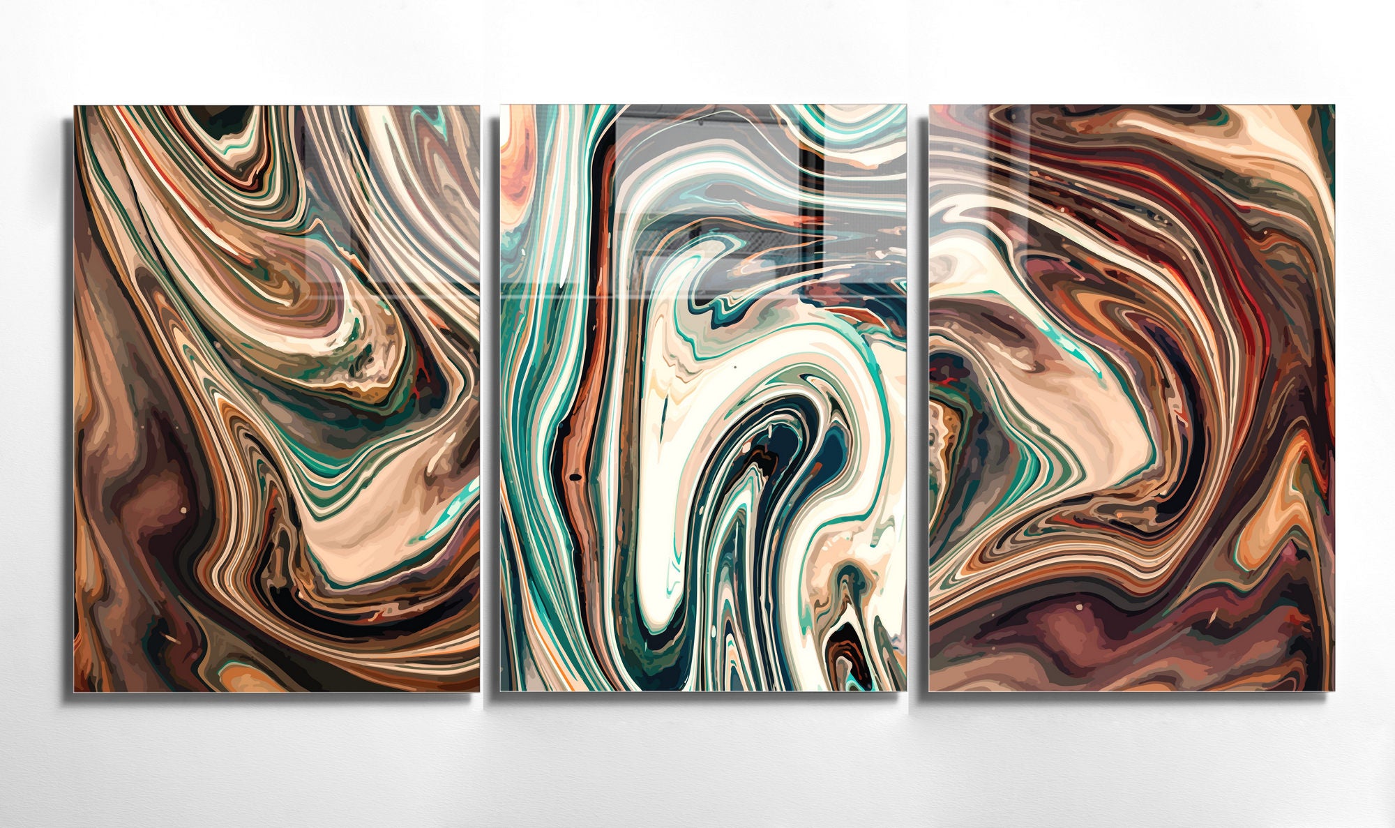 Conjunto de 3 Quadros Decorativos em Vidro Temperado Multicolor - 30x45cm - Arte Moderna para Decoração de Interiores