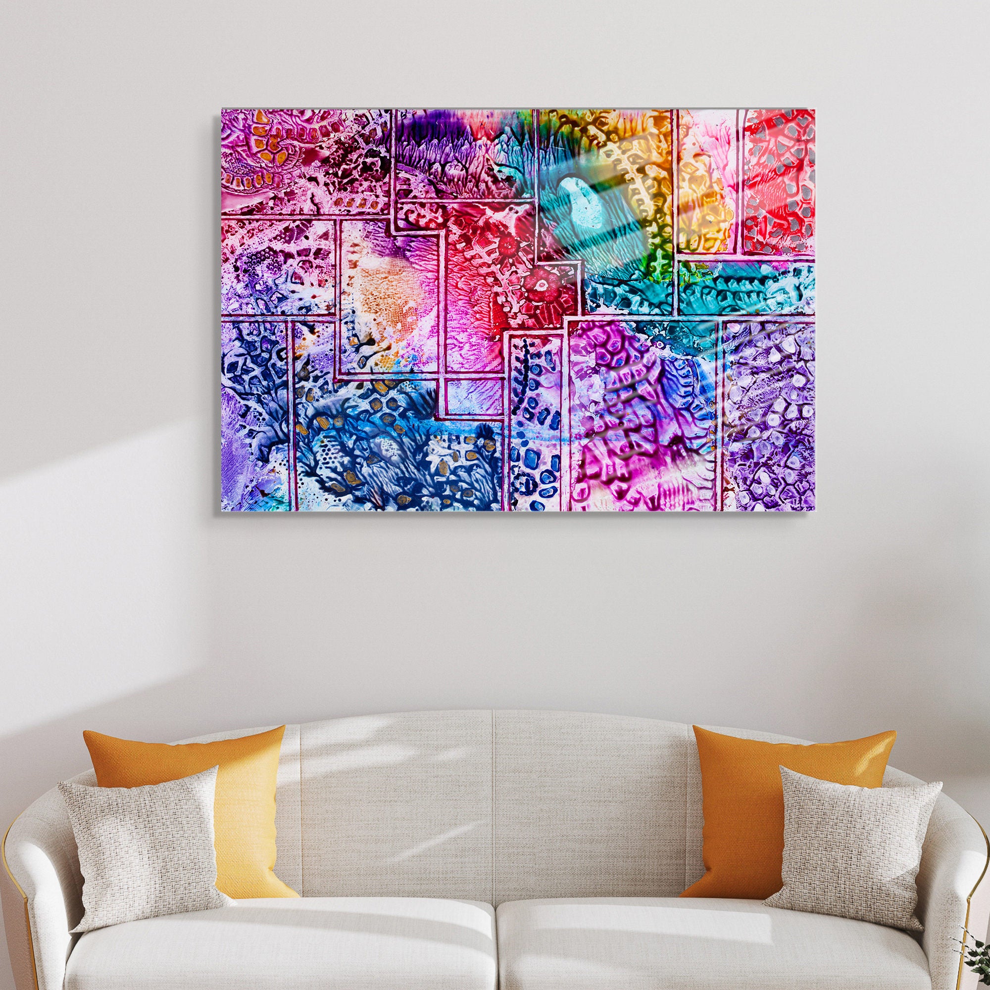 Quadro Decorativo em Vidro Temperado Multicolor 70x100cm - Arte Moderna para Transformar o Seu Espaço