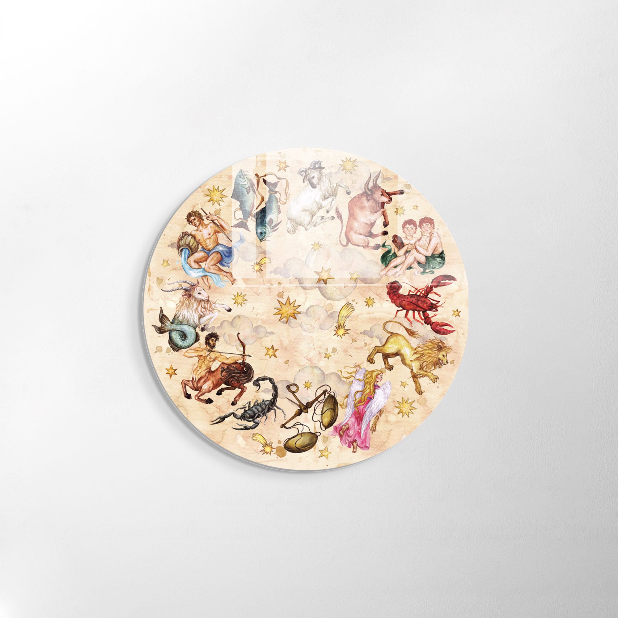 Pintura Decorativa em Vidro Temperado Multicolor - 60cm de Diâmetro, Espessura 4mm