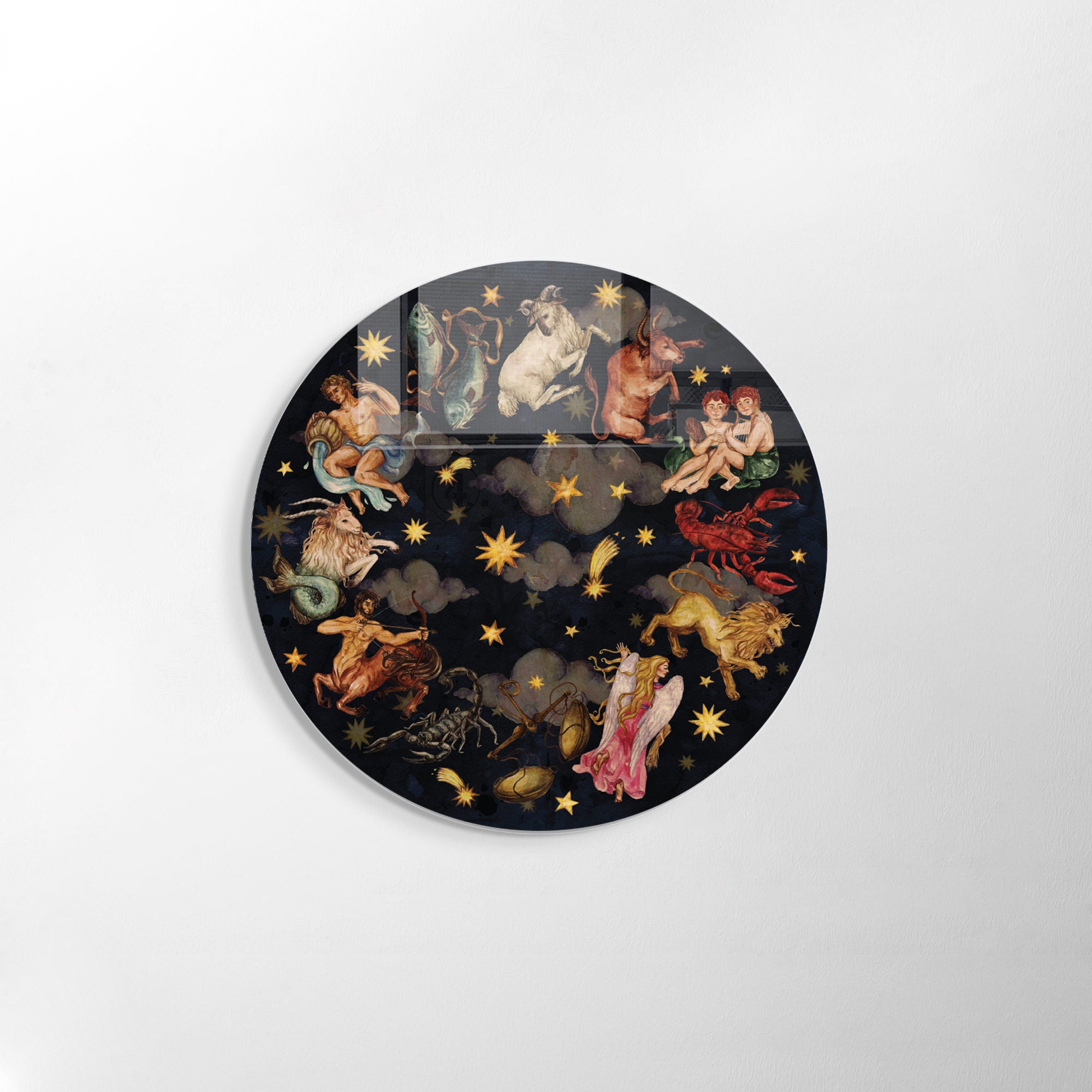 Pintura Decorativa em Vidro Temperado Multicolor - 60cm de Diâmetro, Espessura 4mm