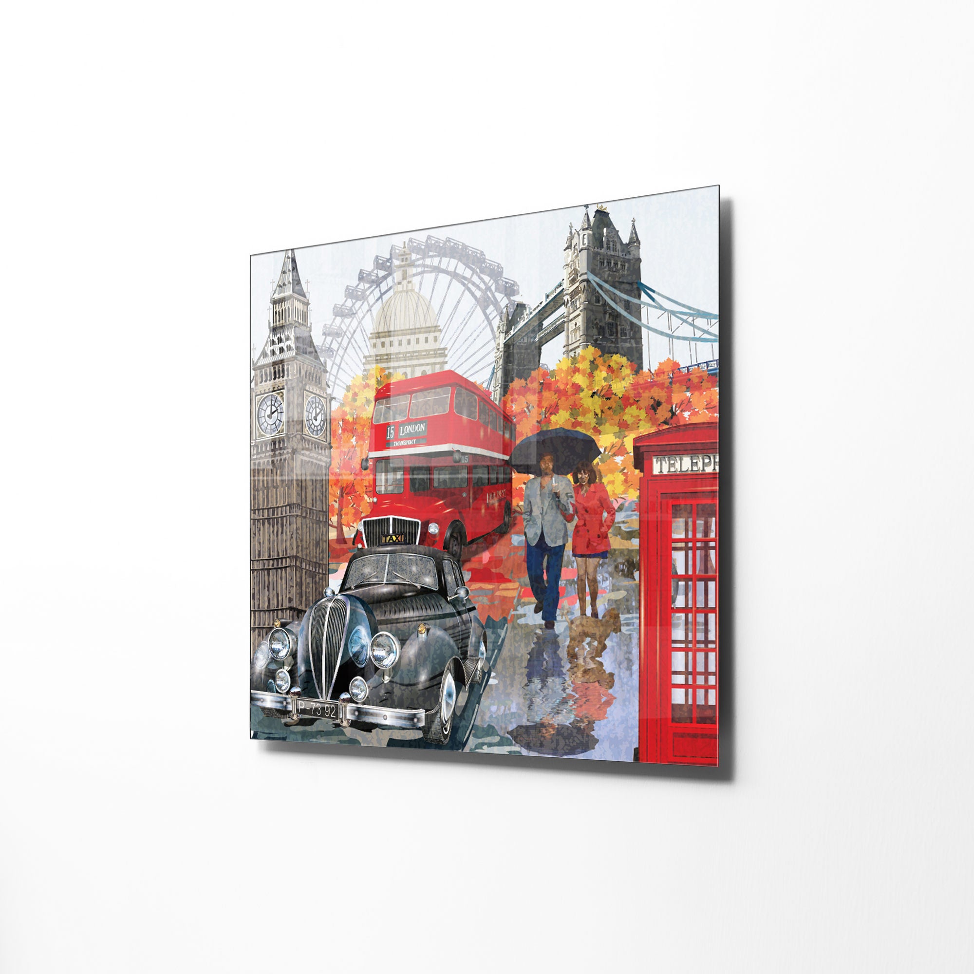 Pintura Decorativa em Vidro Temperado Multicolor 40x40cm - Arte Moderna para Decoração de Interiores